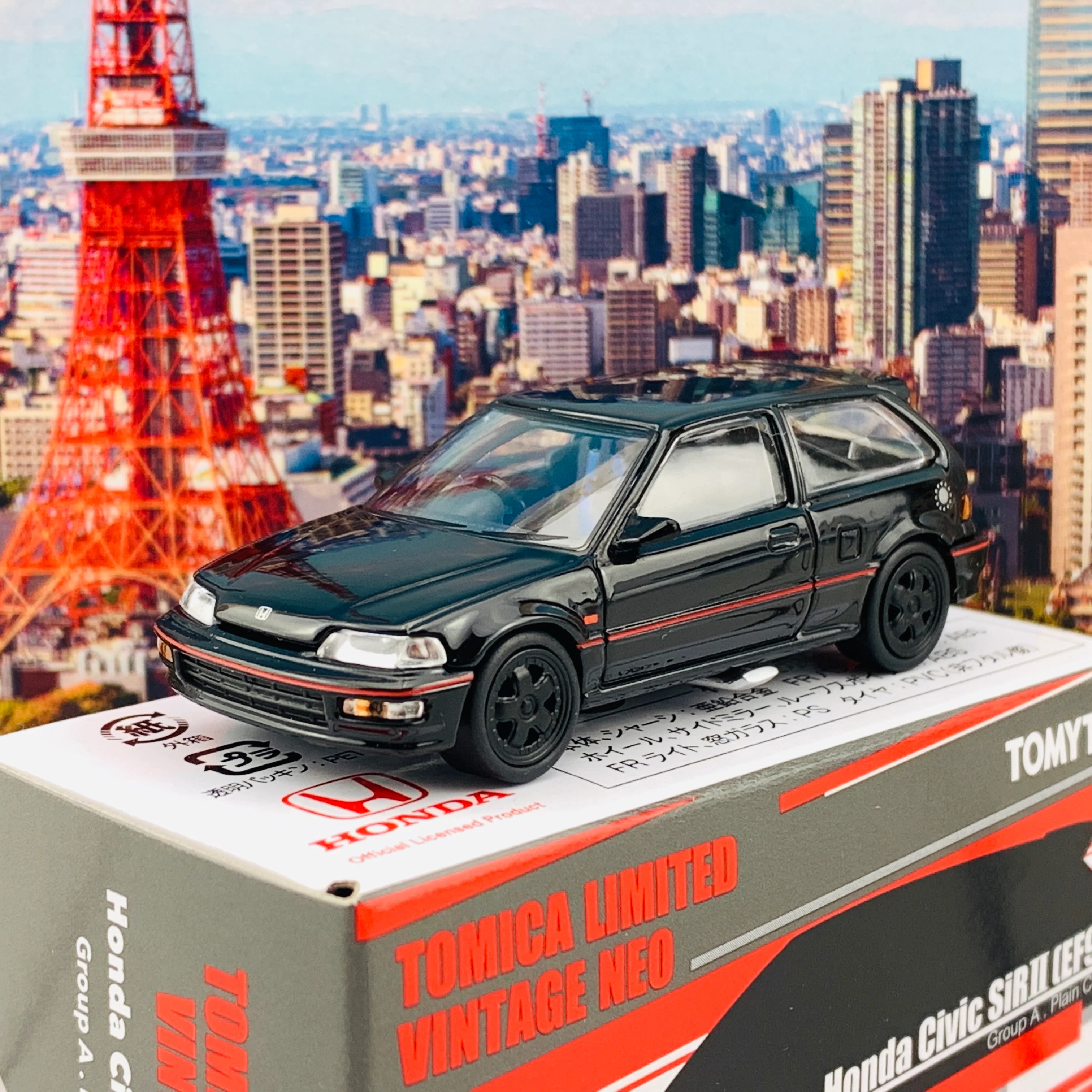 Tomytec Tomica Limited Vintage Neo 1/64 Honda Civic SiR II (EF9) Group A Plain Color Hong Kong Exclusive Black - Image 2