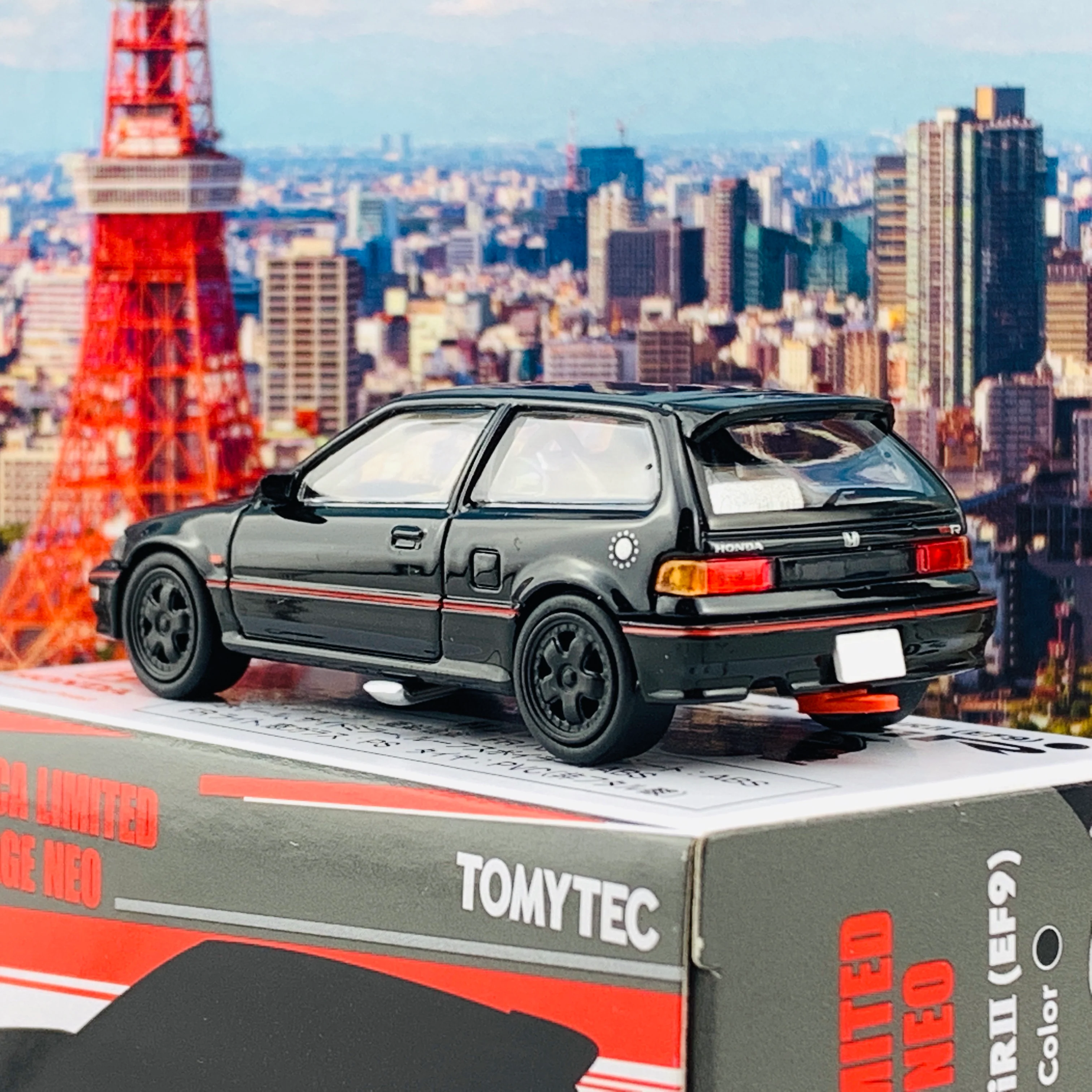 Tomytec Tomica Limited Vintage Neo 1/64 Honda Civic SiR II (EF9) Group A Plain Color Hong Kong Exclusive Black - Image 3