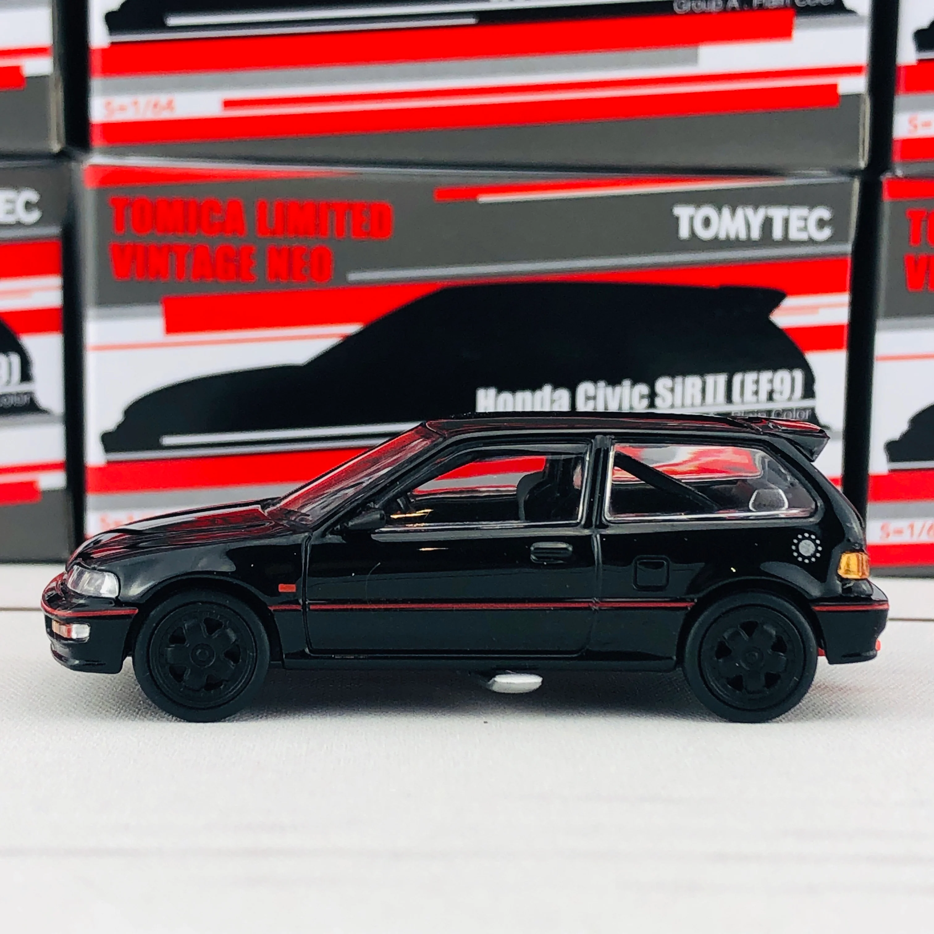 Tomytec Tomica Limited Vintage Neo 1/64 Honda Civic SiR II (EF9) Group A Plain Color Hong Kong Exclusive Black - Image 5