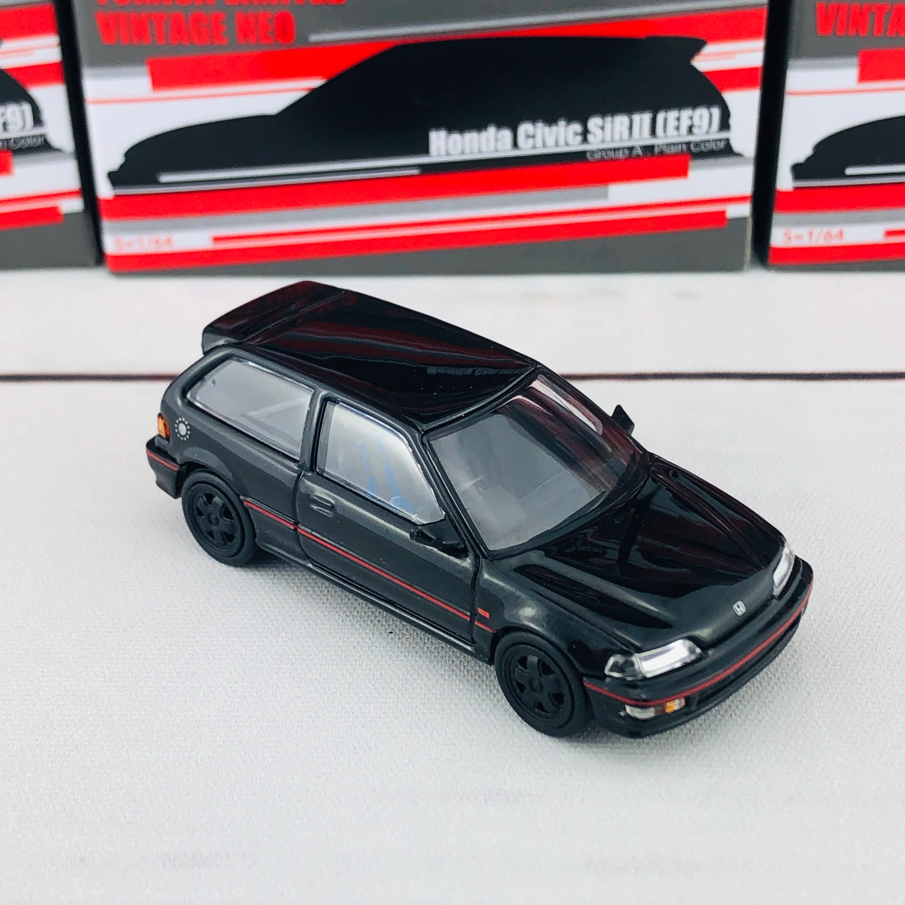 Tomytec Tomica Limited Vintage Neo 1/64 Honda Civic SiR II (EF9) Group A Plain Color Hong Kong Exclusive Black - Image 9