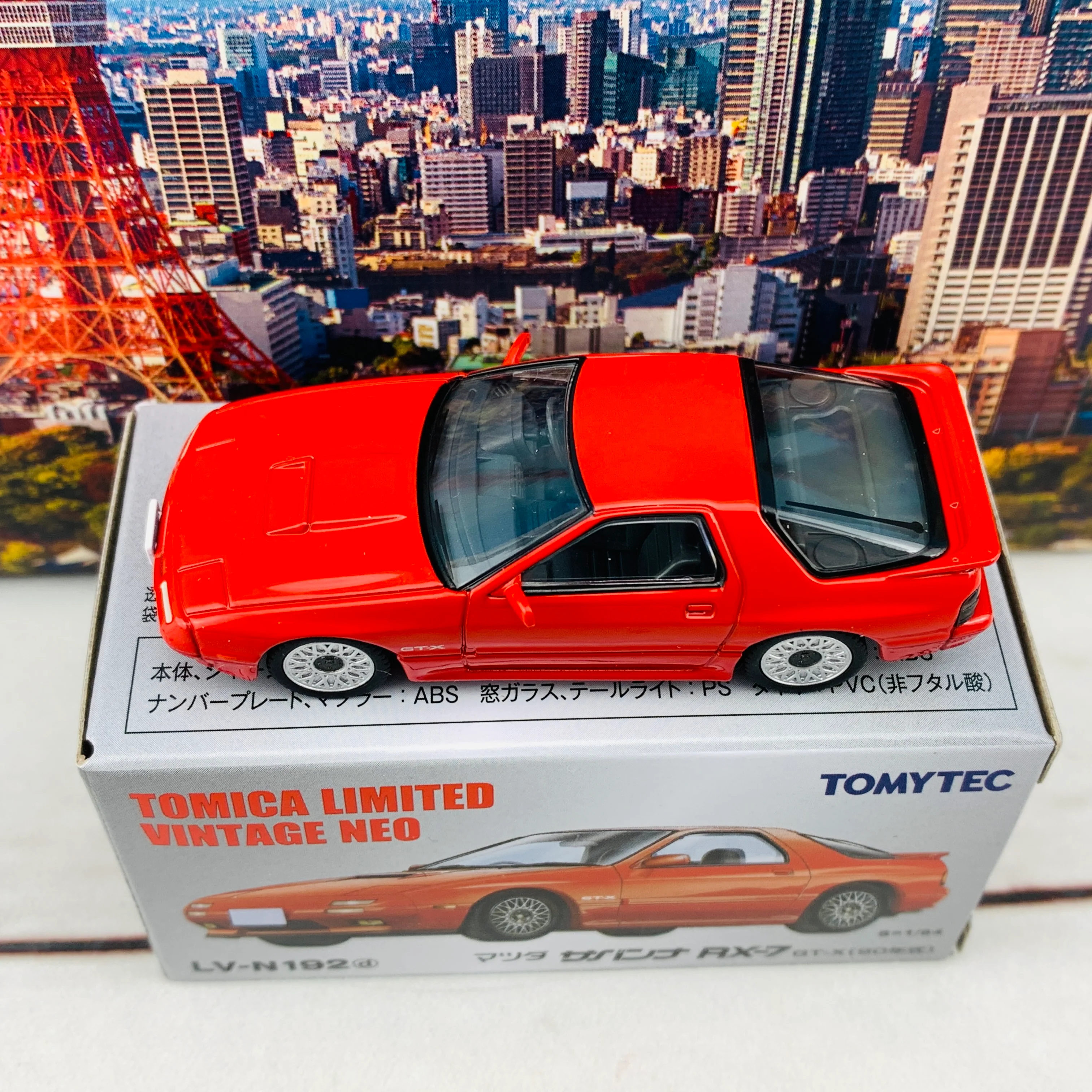 Tomytec Tomica Limited Vintage Neo 1/64 Mazda Savanna RX7 GT-X 1990 (Red) LV-N192d - Image 4