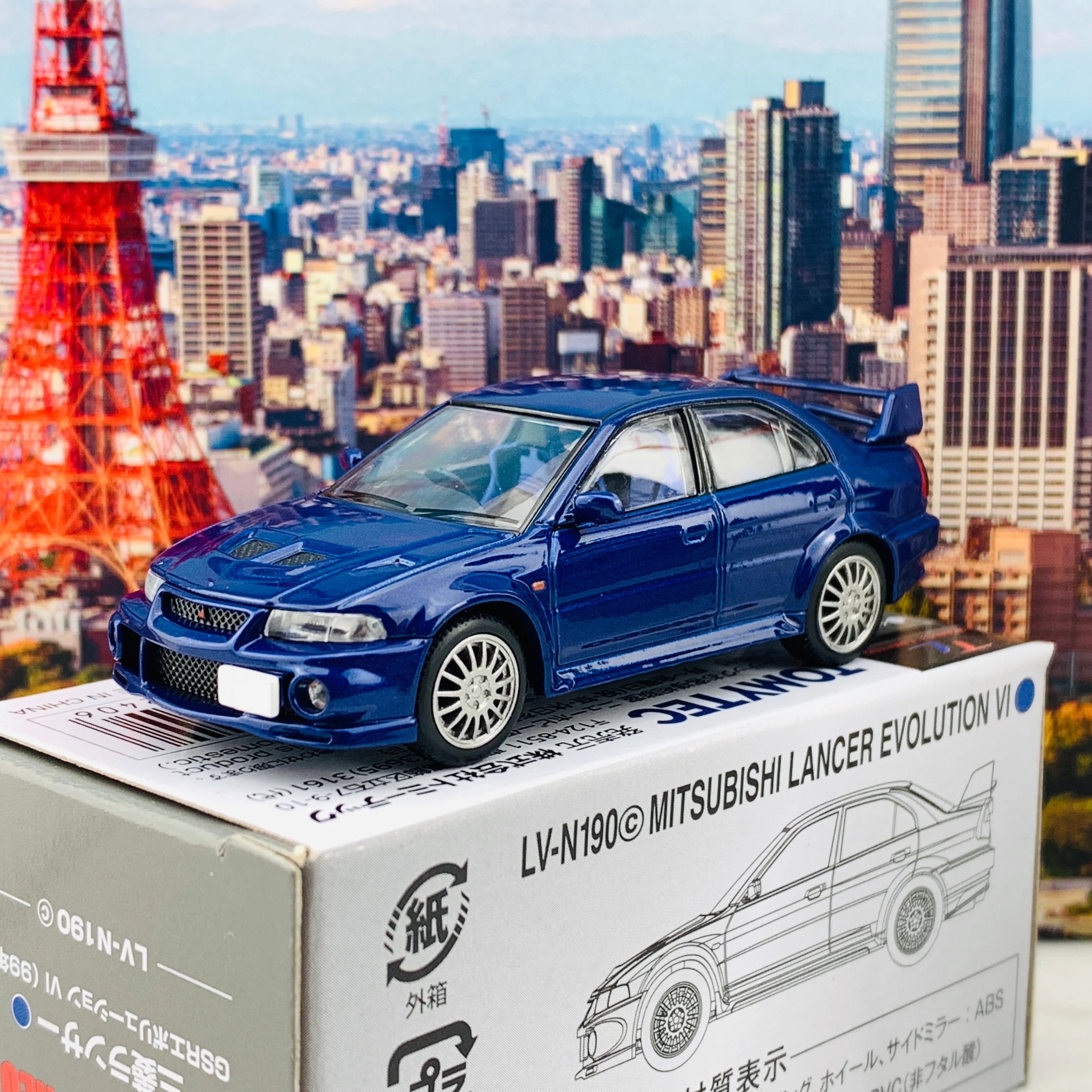Tomytec Tomica Limited Vintage Neo 1/64 Mitsubishi Lancer GSR Evolution VI Navy Blue LV-N190c - Image 2