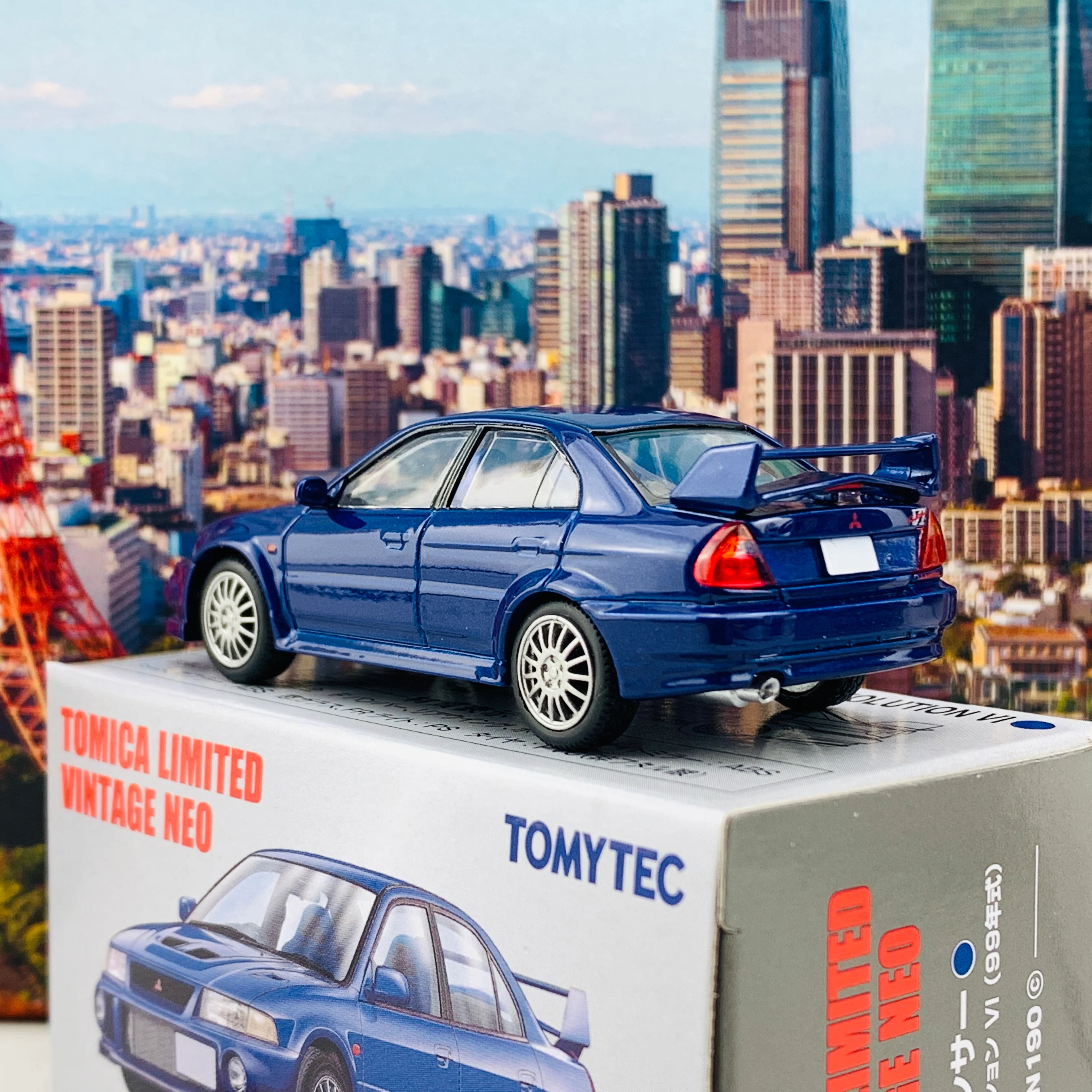 Tomytec Tomica Limited Vintage Neo 1/64 Mitsubishi Lancer GSR Evolution VI Navy Blue LV-N190c - Image 3