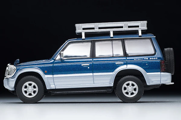 Tomytec Tomica Limited Vintage Neo 1/64 Mitsubishi Pajero Midroof Wide VR with Optional Parts 1994 Blue/Silver LV-N206a - Image 5
