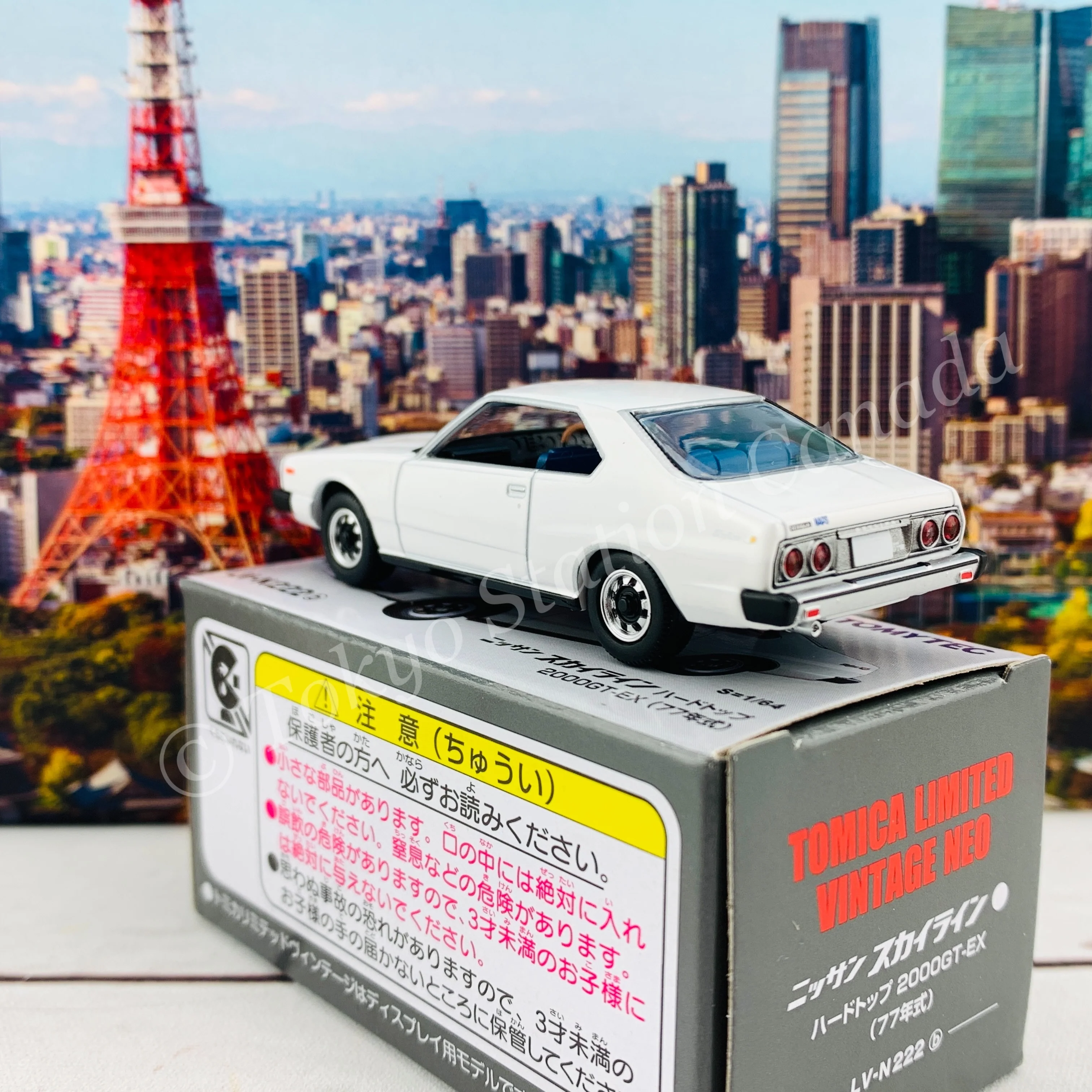 Tomytec Tomica Limited Vintage Neo 1/64 Nissan Skyline Hardtop 2000GT-EX (White) 1977 LV-N222b - Image 5