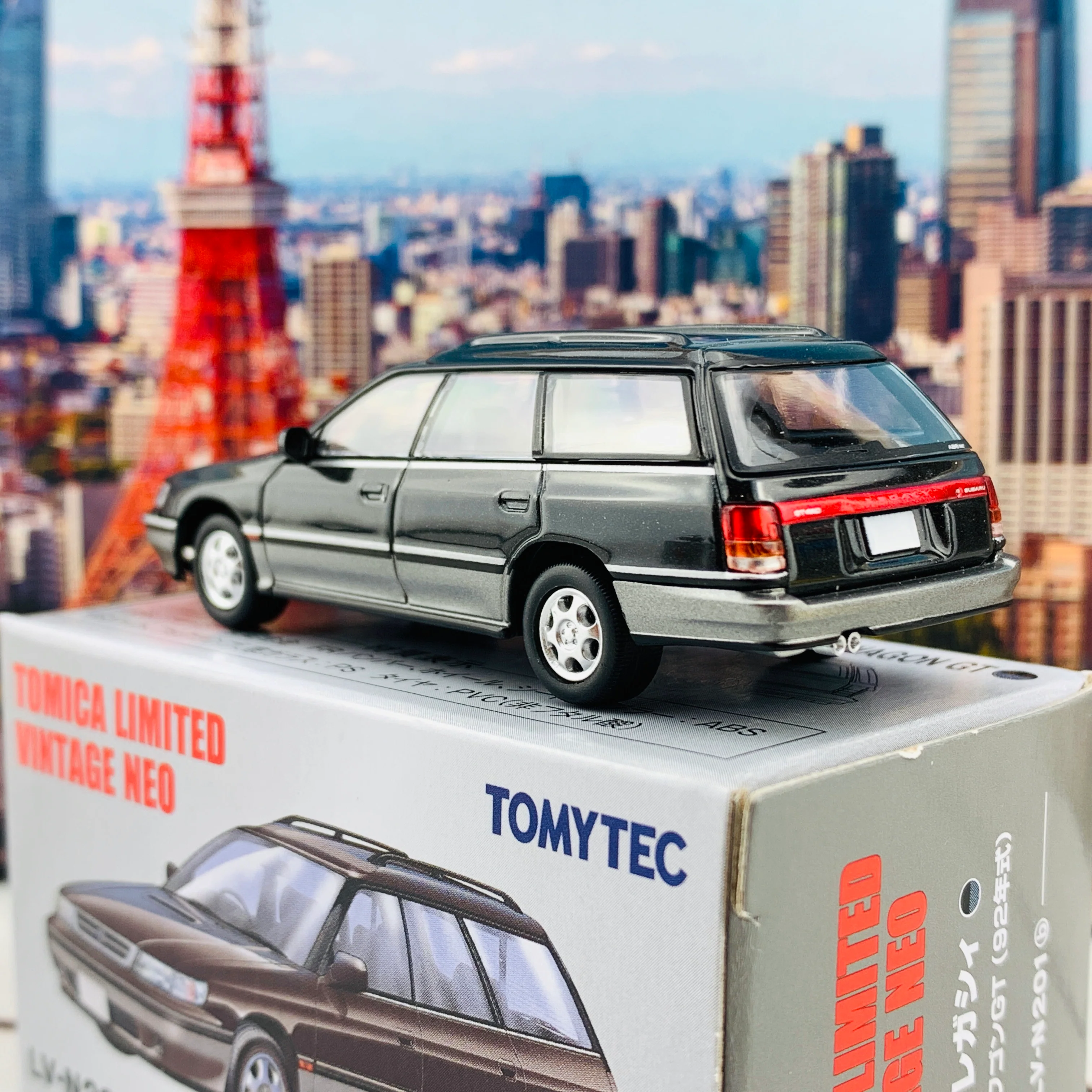 Tomytec Tomica Limited Vintage Neo 1/64 Subaru Legacy Touring Wagon GT Black/Grey LV-N201b - Image 4