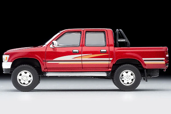 TOMYTEC Tomica Limited Vintage NEO 1/64 Toyota Hilux 4WD Pickup Double Cab SSR (Red) 1991 LV-N256a - Image 4