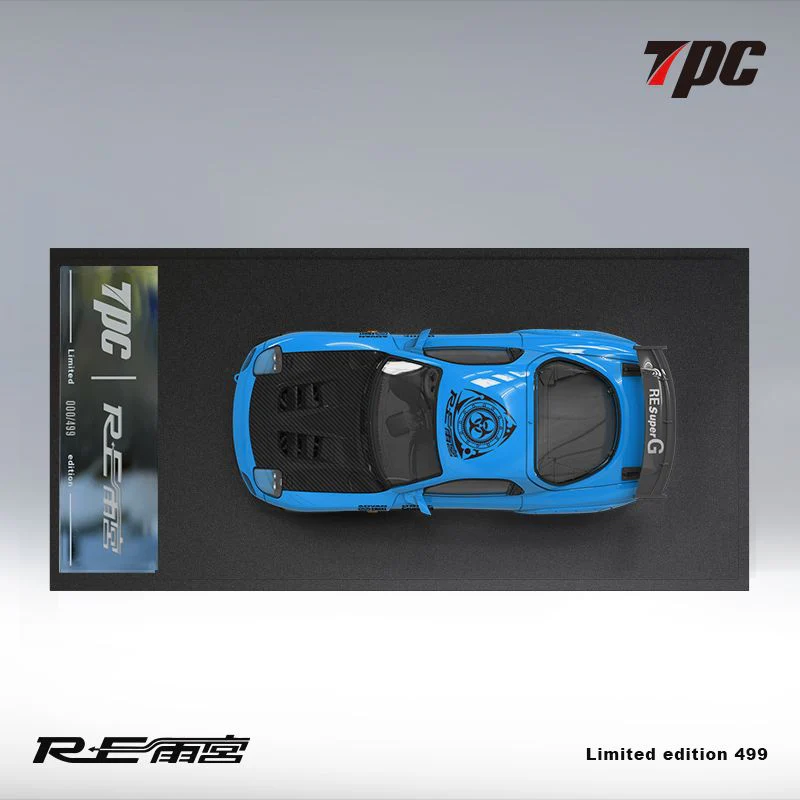 TPC 1/64 RE Amemiya FD3S RX-7 Blue - Carbon Hood - Image 2