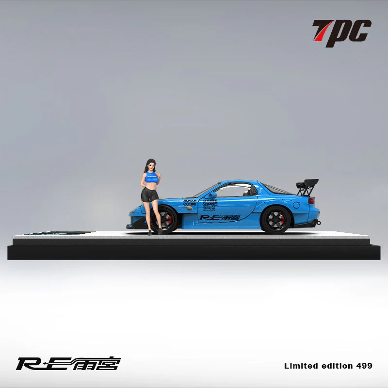 TPC 1/64 RE Amemiya FD3S RX-7 Blue - Carbon Hood with figure - Image 2