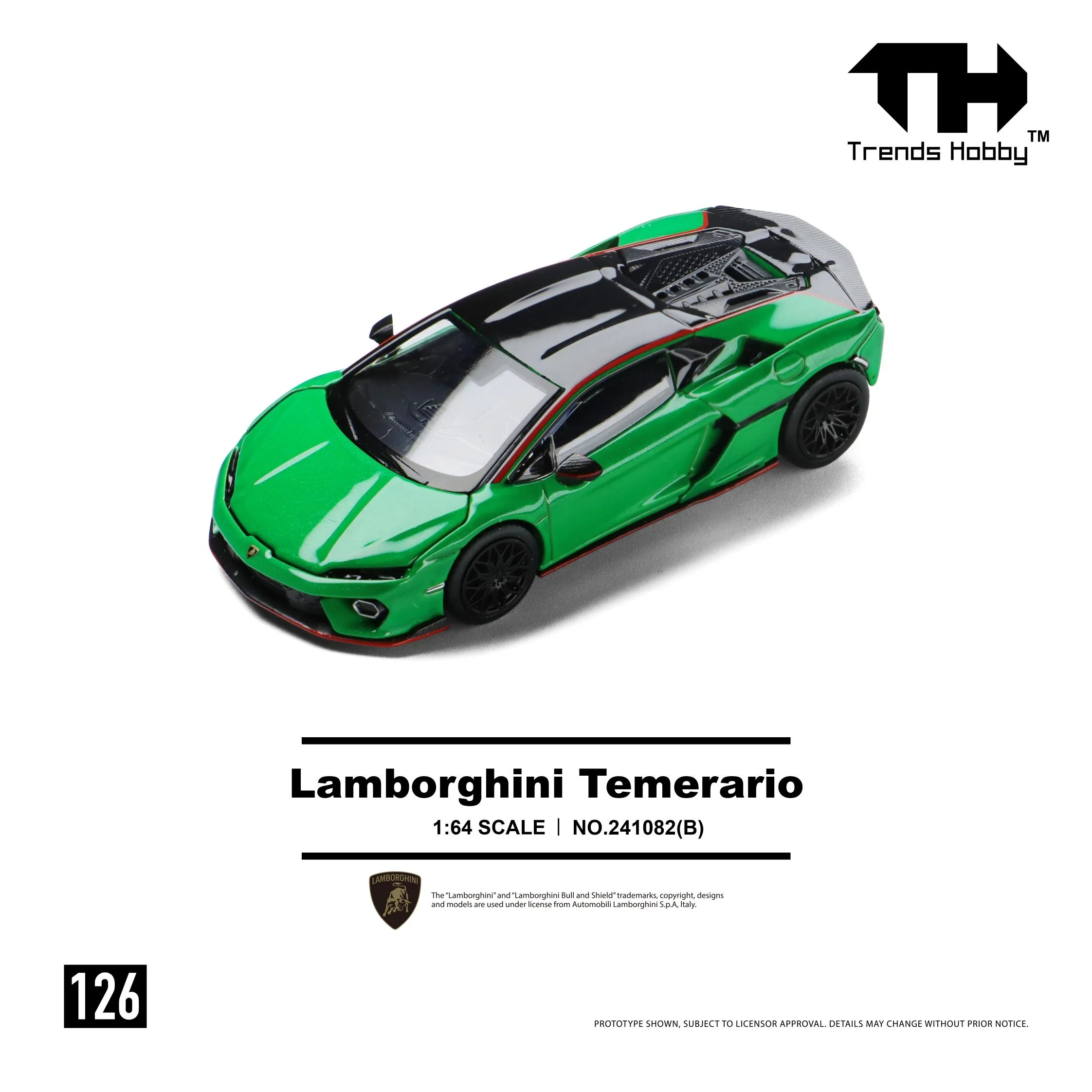 PREORDER Trends Hobby 1/64 Lamborghini Temerario - Green 241082(B) (Approx. Release Date: Q3 2026 and subject to the manufacturer's final decision) - Image 2