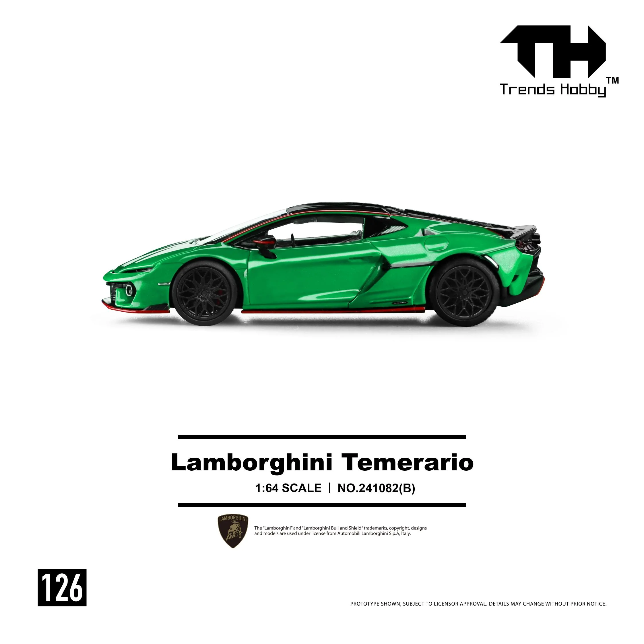 PREORDER Trends Hobby 1/64 Lamborghini Temerario - Green 241082(B) (Approx. Release Date: Q3 2026 and subject to the manufacturer's final decision) - Image 3