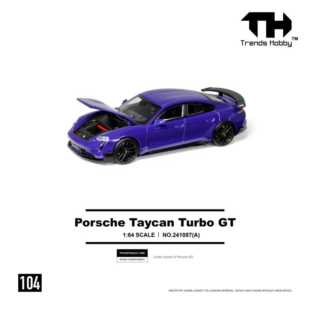 PREORDER Trends Hobby 1/64 Porsche Taycan Turbo GT - Purple 241087A (Approx. Release Date: Q2 2026 and subject to the manufacturer's final decision) - Image 2