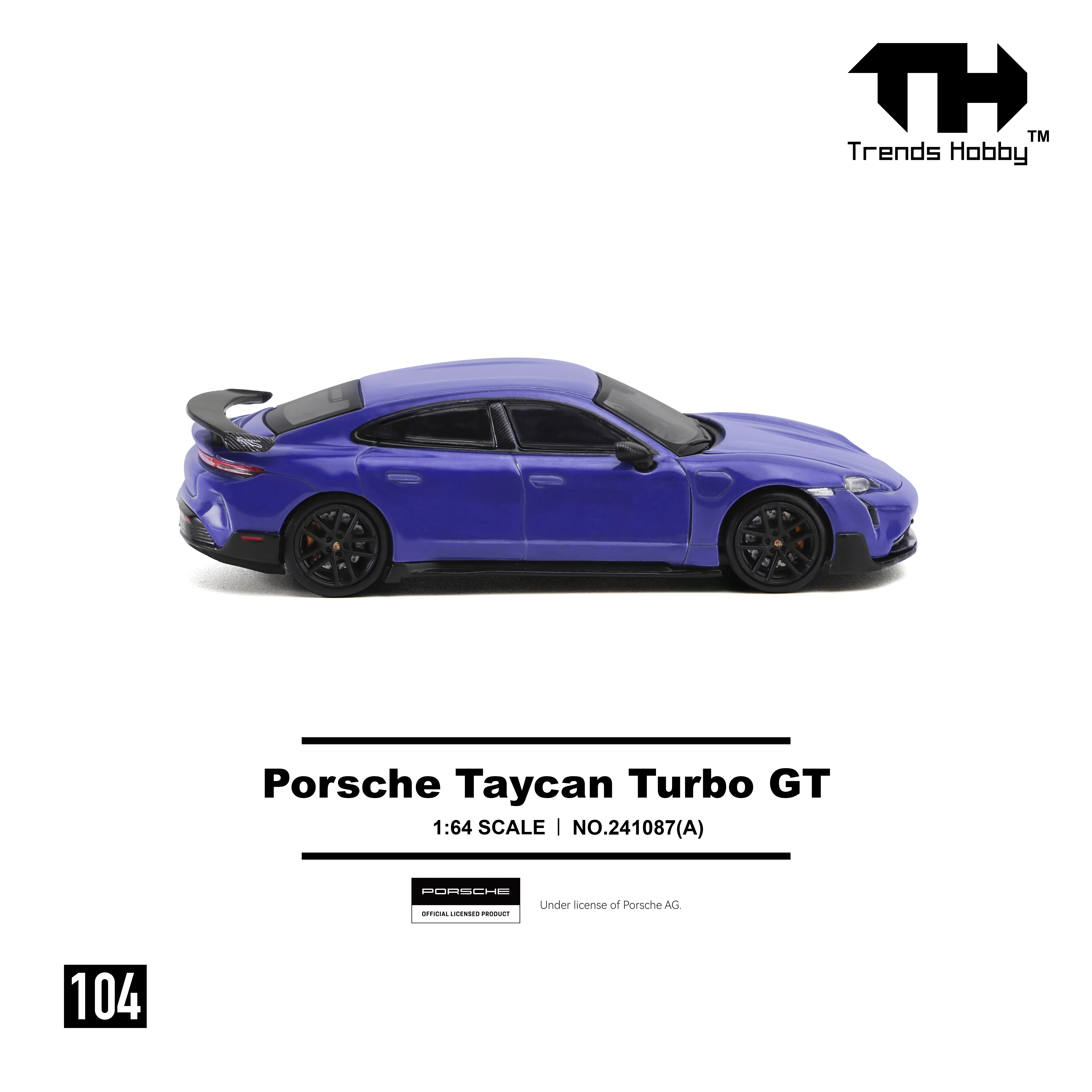 PREORDER Trends Hobby 1/64 Porsche Taycan Turbo GT - Purple 241087A (Approx. Release Date: Q2 2026 and subject to the manufacturer's final decision) - Image 3
