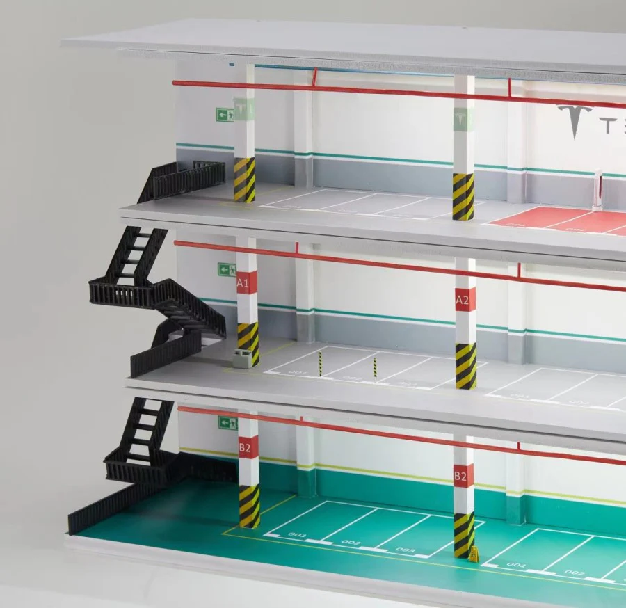 YOU&CAR 1/64 Three-Storey Parking with LED Lights and EV Charging Station - Image 2
