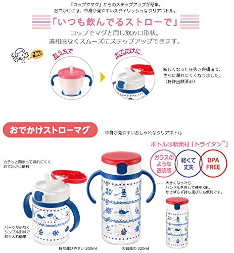 RICHELL Aqulea Clear Straw Bottle Mug (320ml) - Navy - Image 3