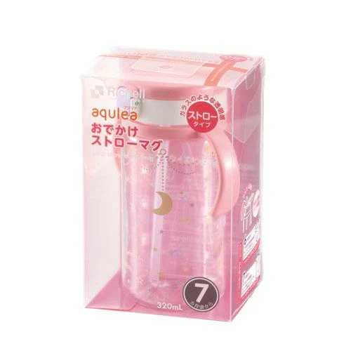RICHELL Aqulea Clear Straw Bottle Mug (320ml) - Pink - Image 2