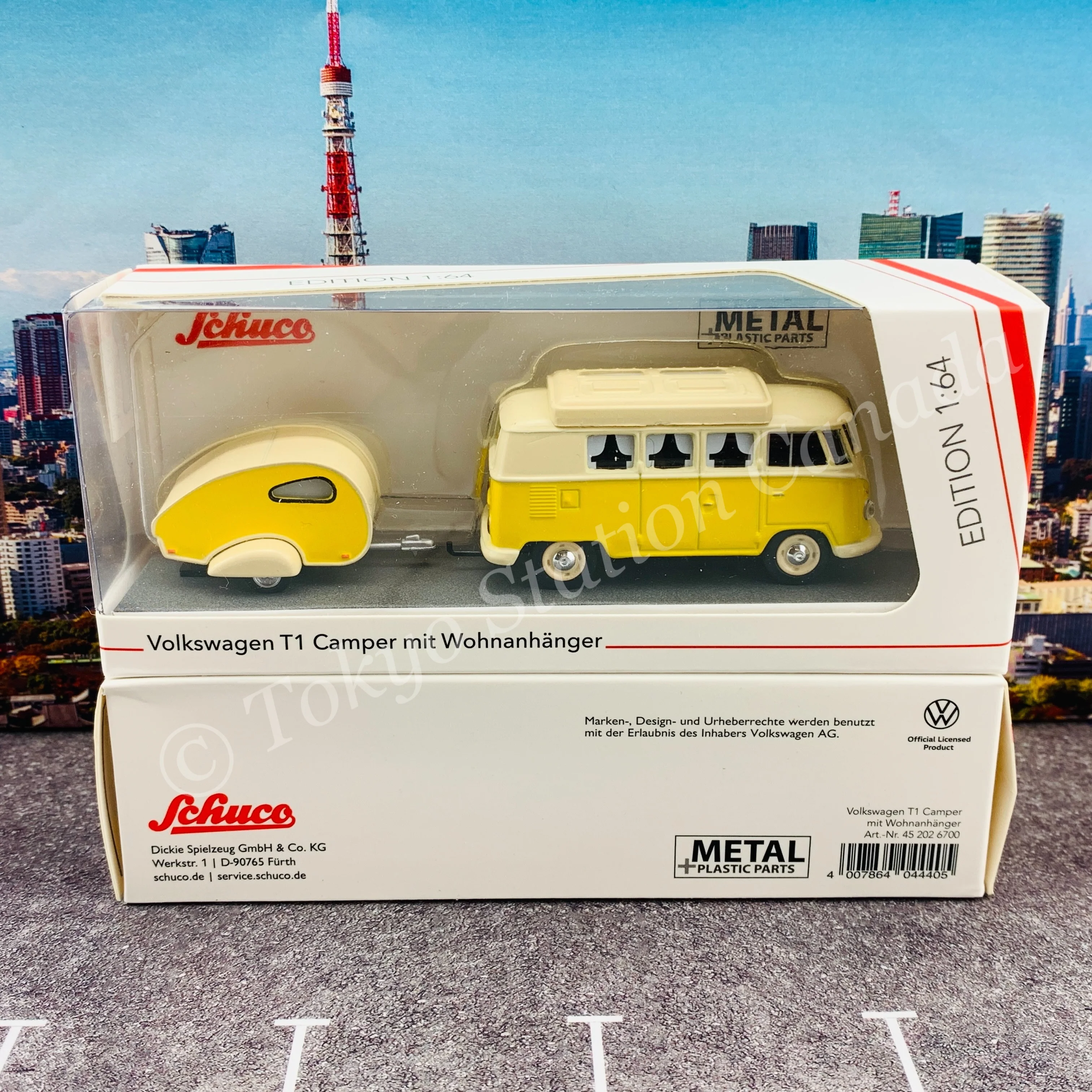 Schuco 1/64 Volkswagen T1 Camper with Caravan (mit Wohnanhanger) 452026700 - Image 7