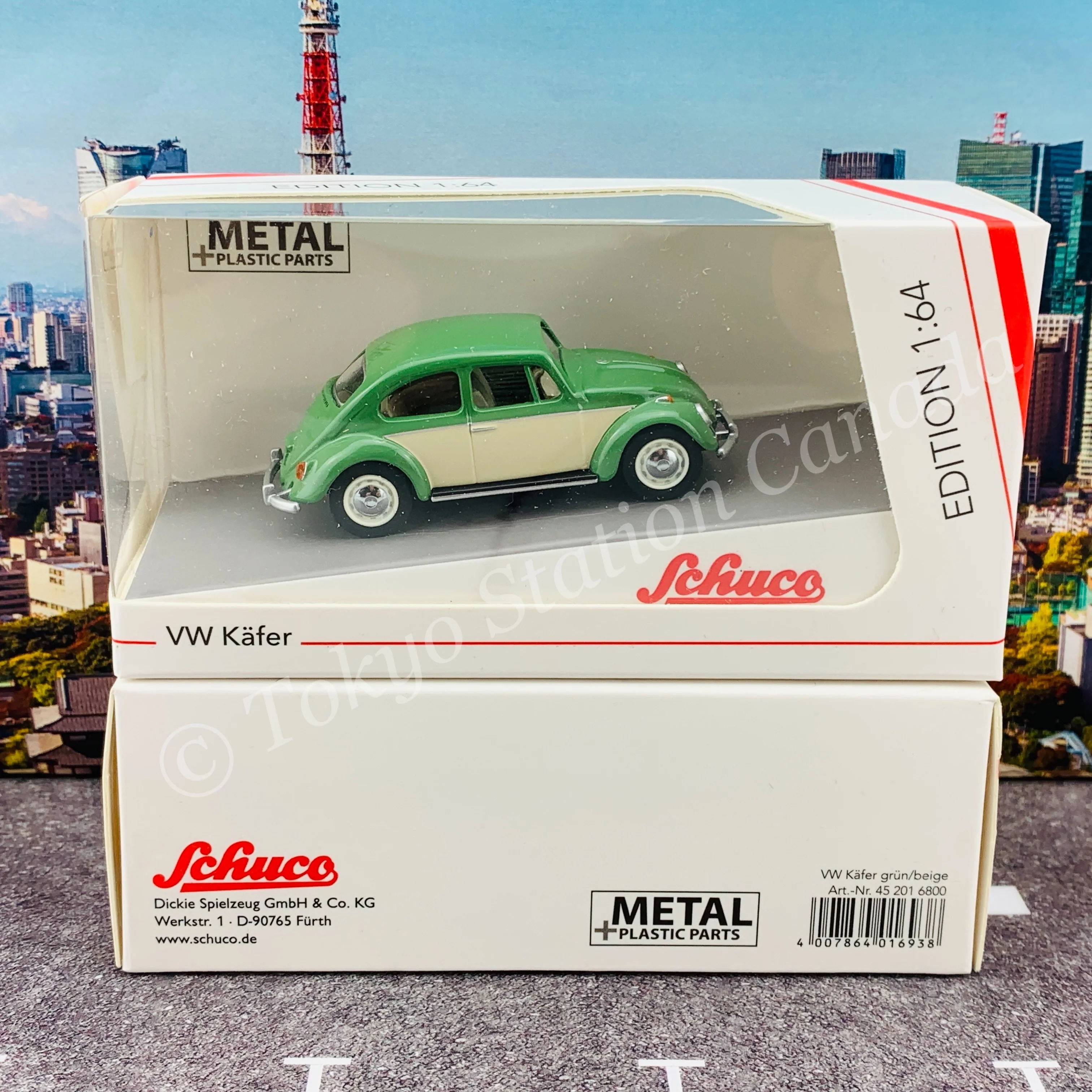 Schuco 1/64 VW Kafer (Beetle) Green/Beige 452016800 - Image 5