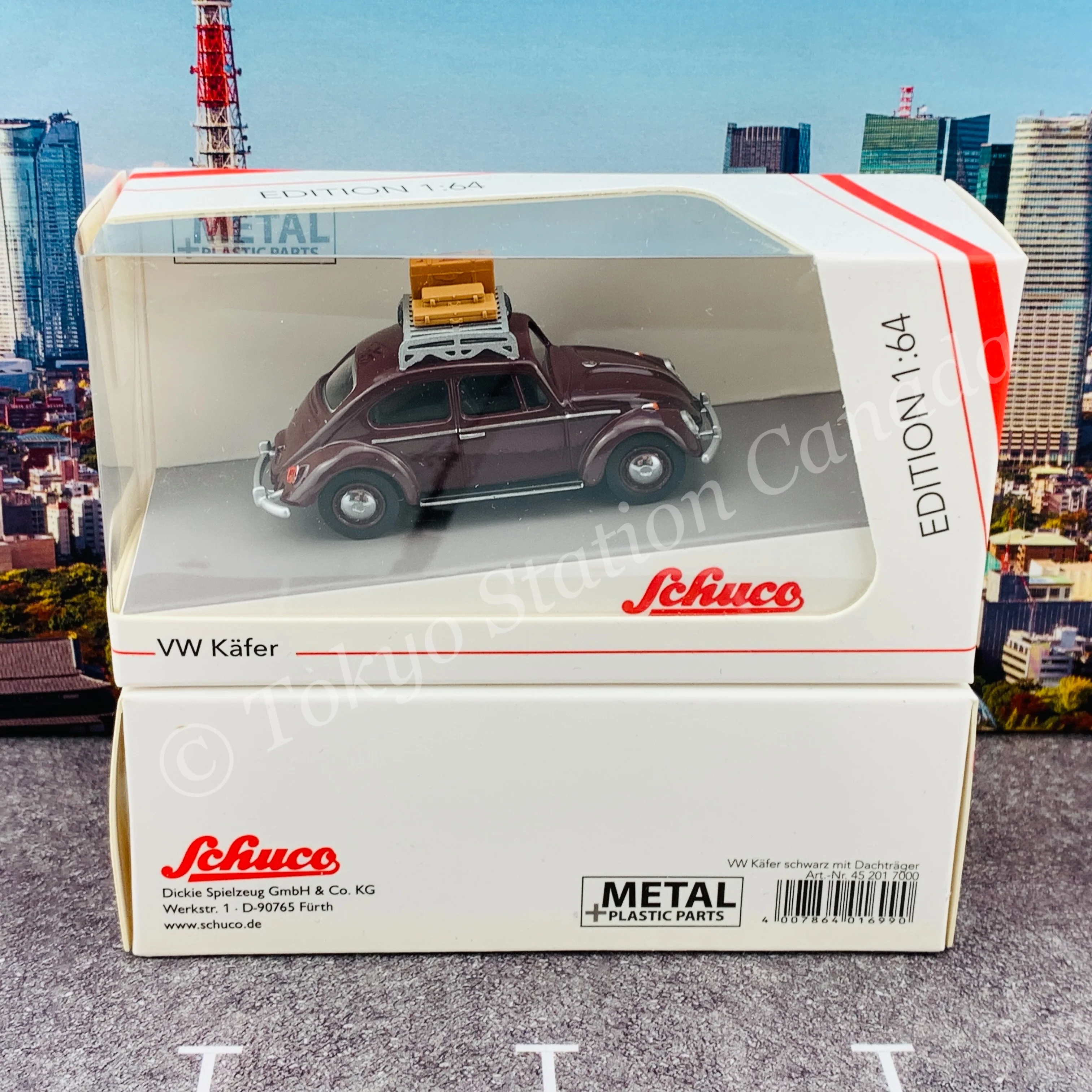 Schuco 1/64 VW Käfer (Beetle) with Roof Rack and Baggage 452017000 - Image 5