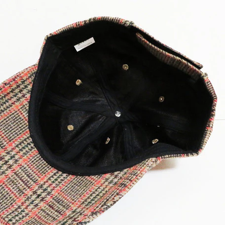 SHES Japan Glen Plaid Wool Cap - Orange - Image 4