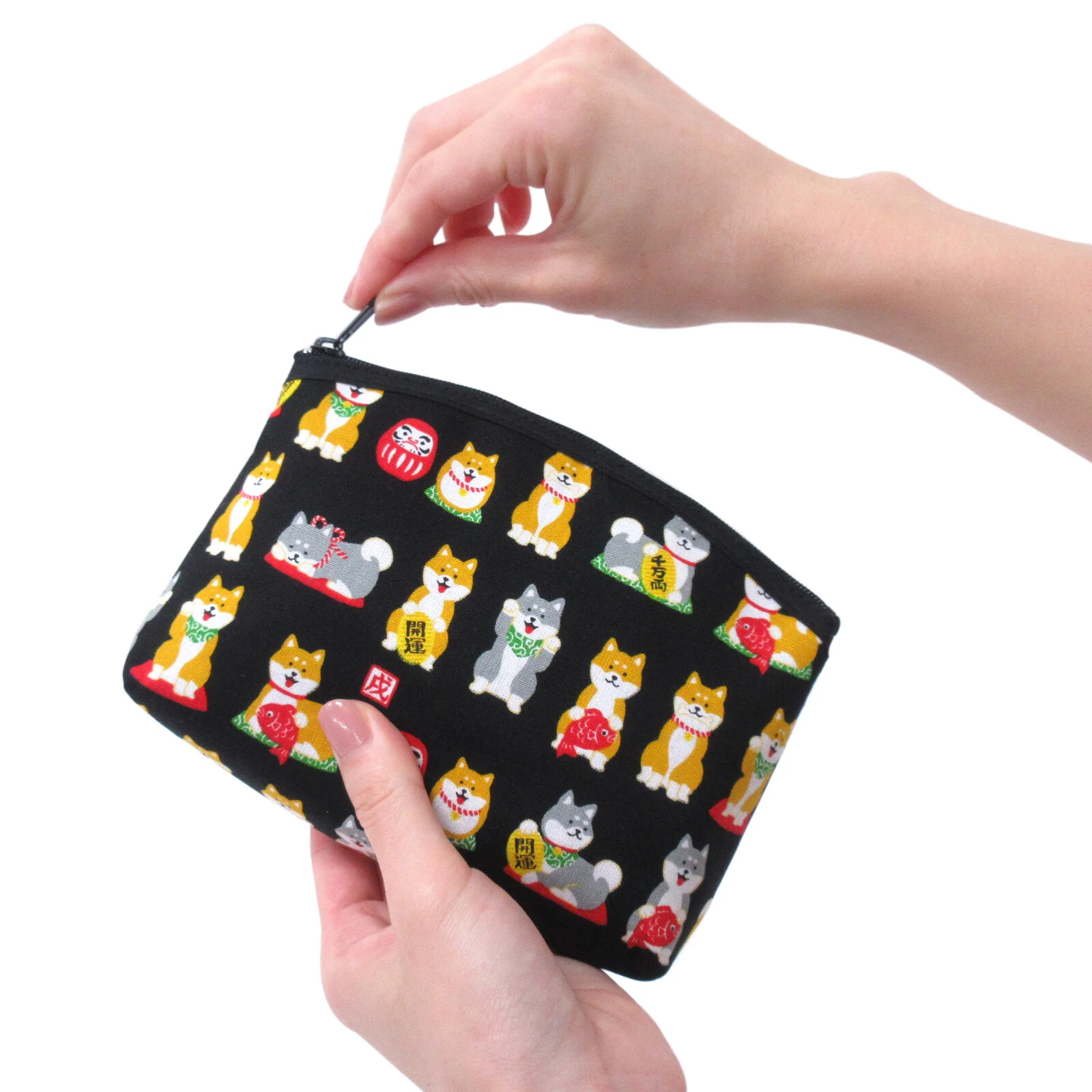 Shiba Inu おさんぽ日和 Zipper Pouch  303-703 White (MADE IN JAPAN) - Image 3