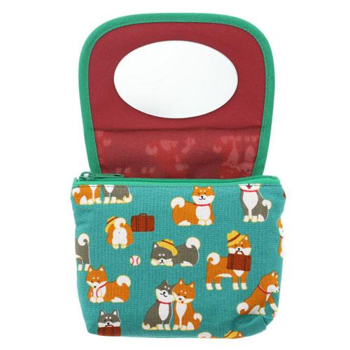 Shiba Inu Mirror Pouch - Green - Image 2