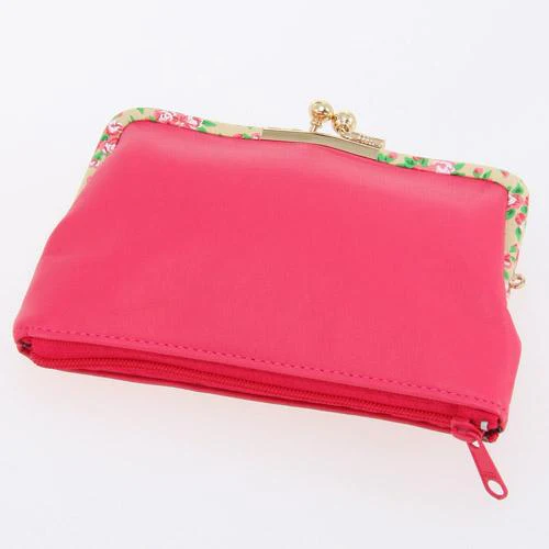 Small Rose Pattern Wallet - Pink x Beige - Image 2
