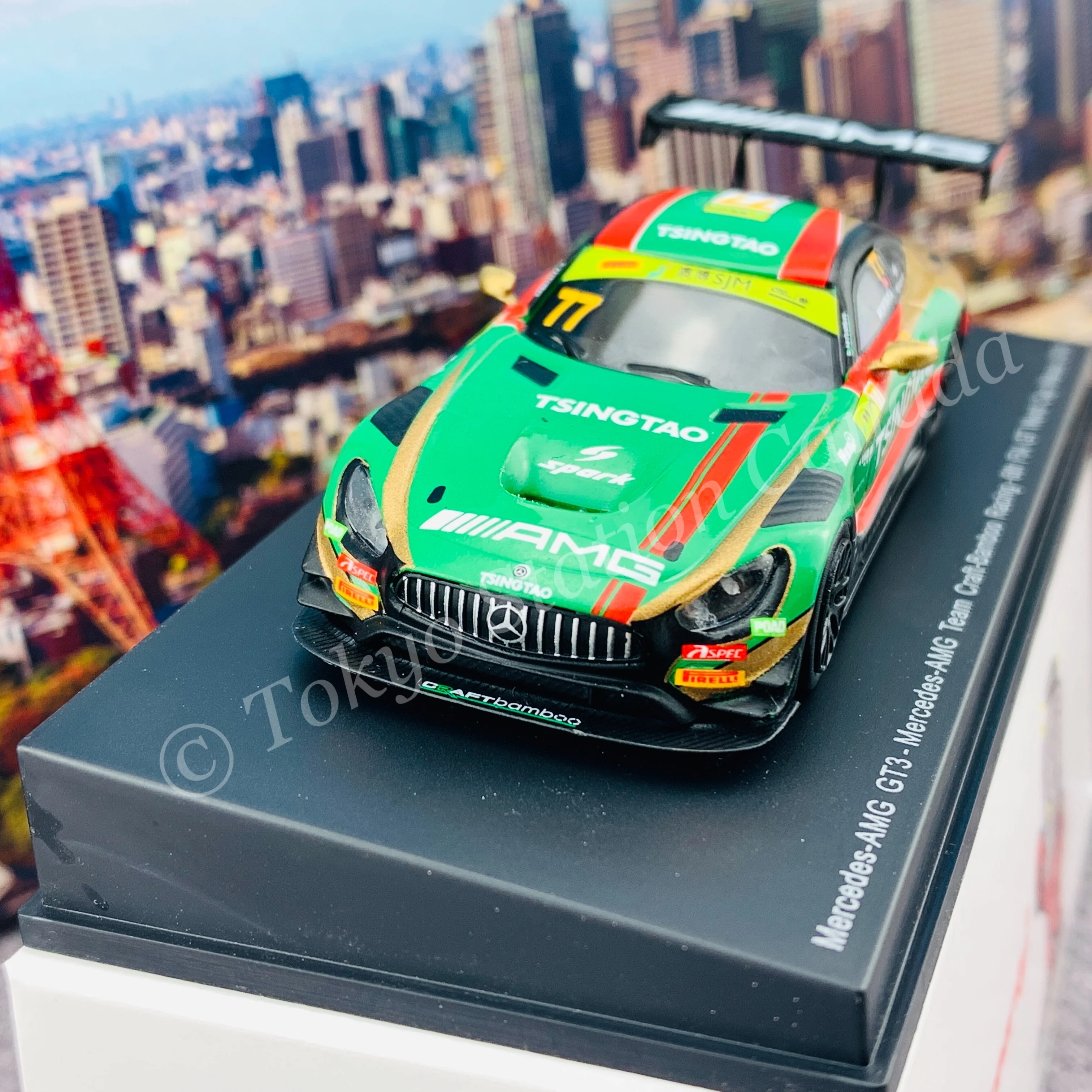 Sparky 1/64 MERCEDES-AMG GT3 NO.77 MERCEDES-AMG TEAM CRAFT-BAMBOO RACING 6TH FIA GT WORLD CUP MACAU 2019 EDOARDO MORTARA Y168 - Image 2