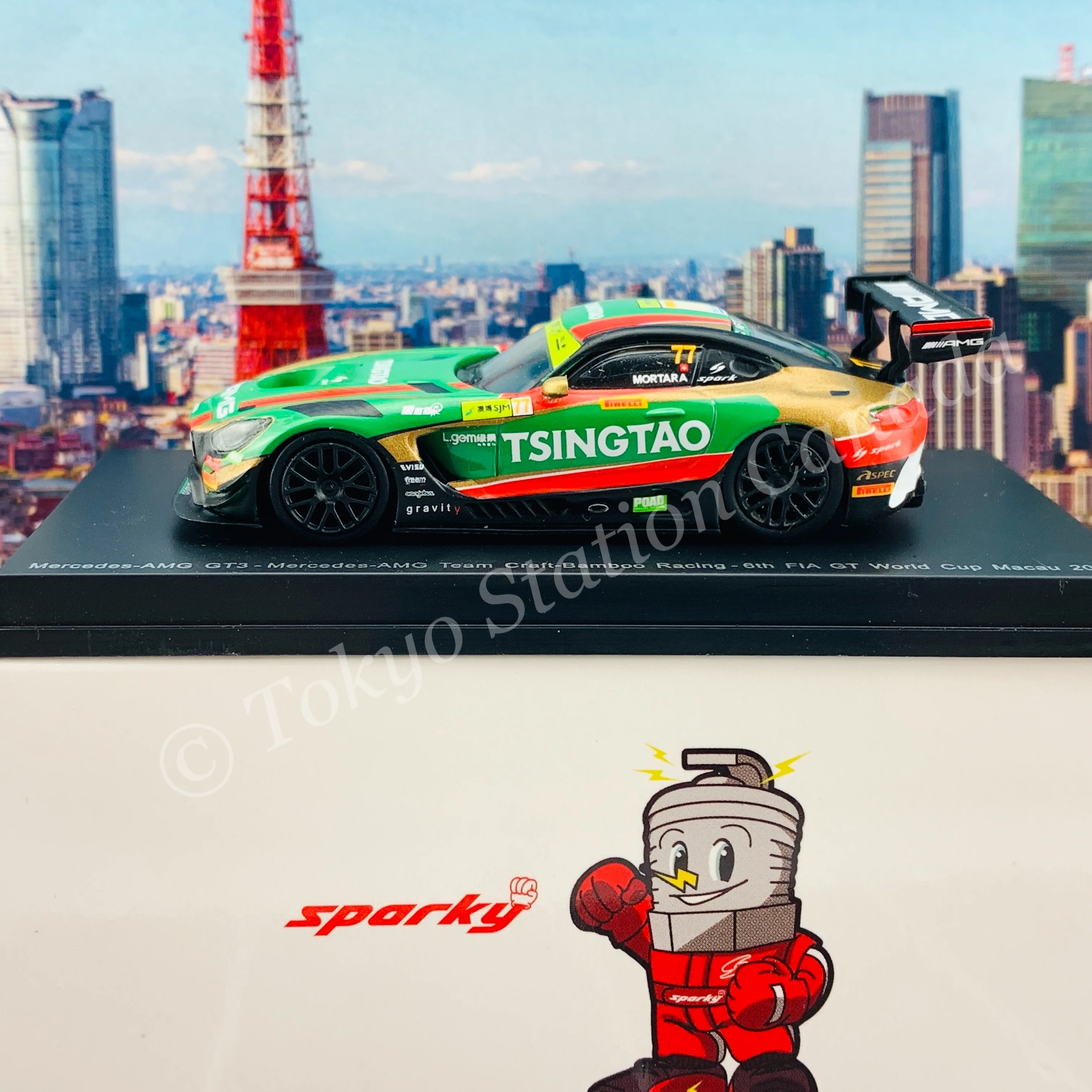 Sparky 1/64 MERCEDES-AMG GT3 NO.77 MERCEDES-AMG TEAM CRAFT-BAMBOO RACING 6TH FIA GT WORLD CUP MACAU 2019 EDOARDO MORTARA Y168 - Image 3
