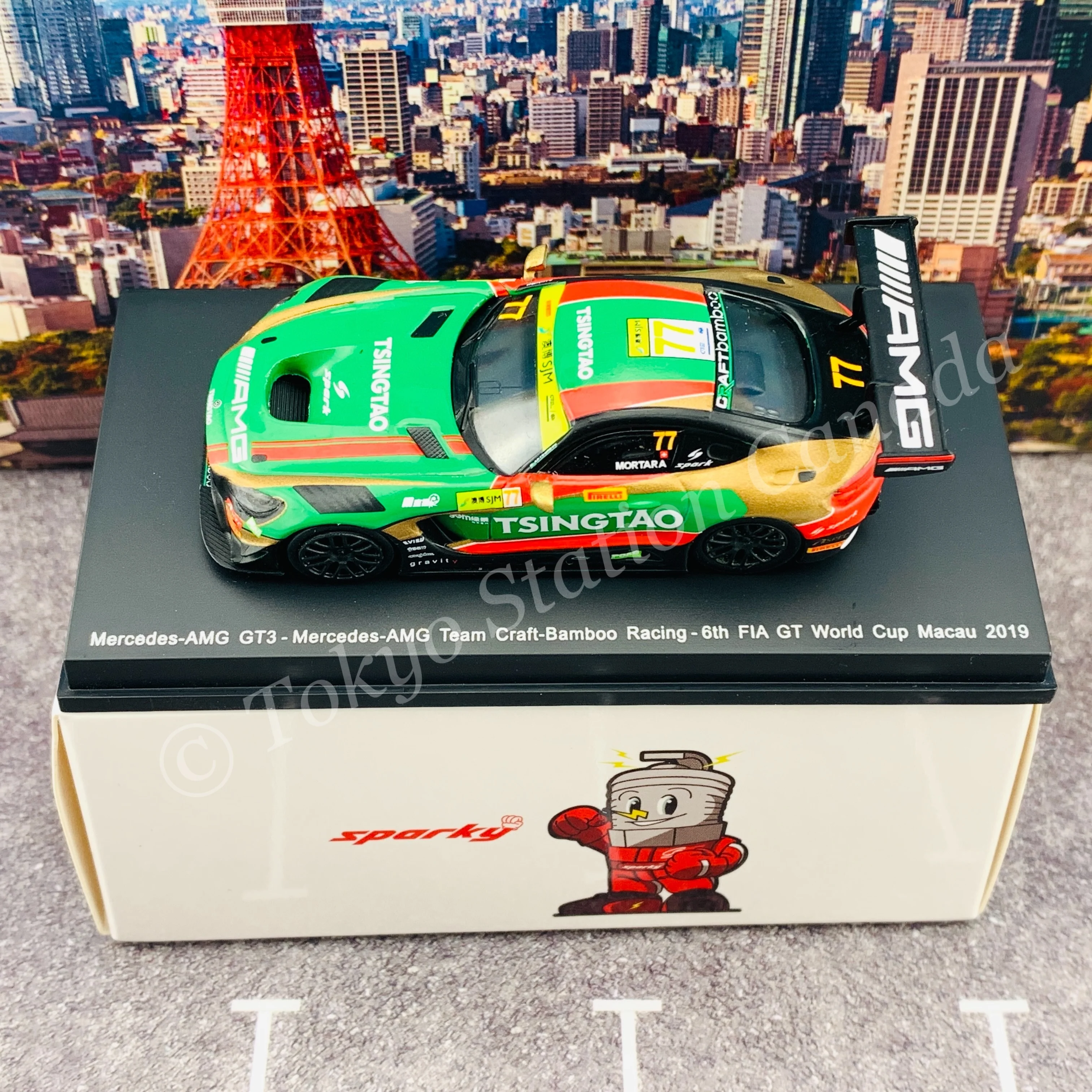 Sparky 1/64 MERCEDES-AMG GT3 NO.77 MERCEDES-AMG TEAM CRAFT-BAMBOO RACING 6TH FIA GT WORLD CUP MACAU 2019 EDOARDO MORTARA Y168 - Image 4