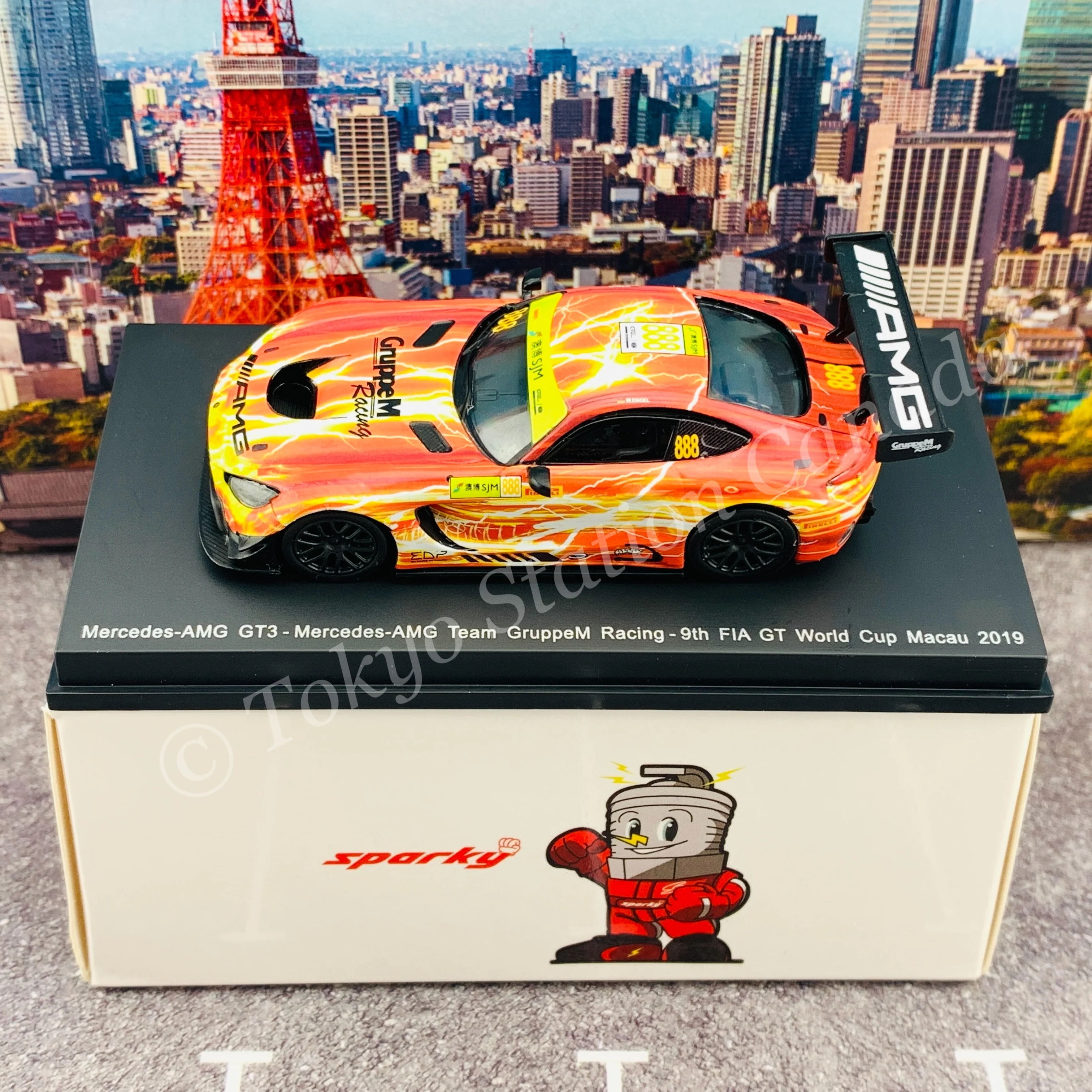 Sparky 1/64 MERCEDES-AMG GT3 NO.888 MERCEDES-AMG TEAM GRUPPEM RACING 9TH FIA GT WORLD CUP MACAU 2019 MARO ENGEL Y169 - Image 5