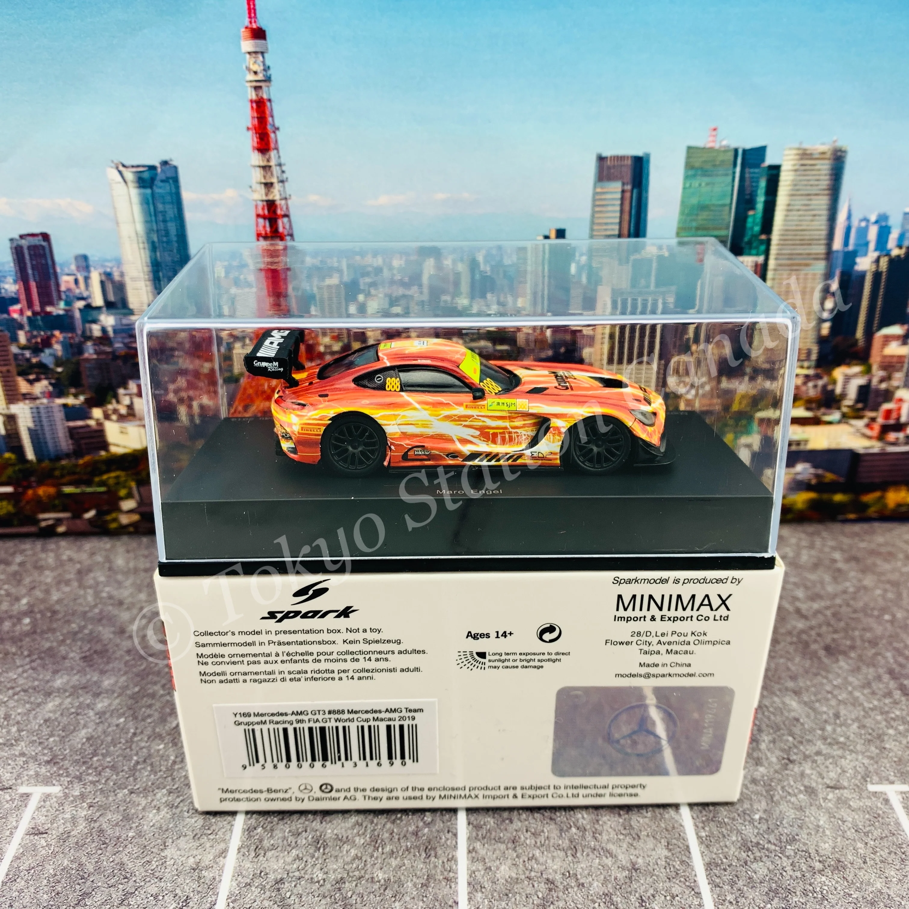 Sparky 1/64 MERCEDES-AMG GT3 NO.888 MERCEDES-AMG TEAM GRUPPEM RACING 9TH FIA GT WORLD CUP MACAU 2019 MARO ENGEL Y169 - Image 6