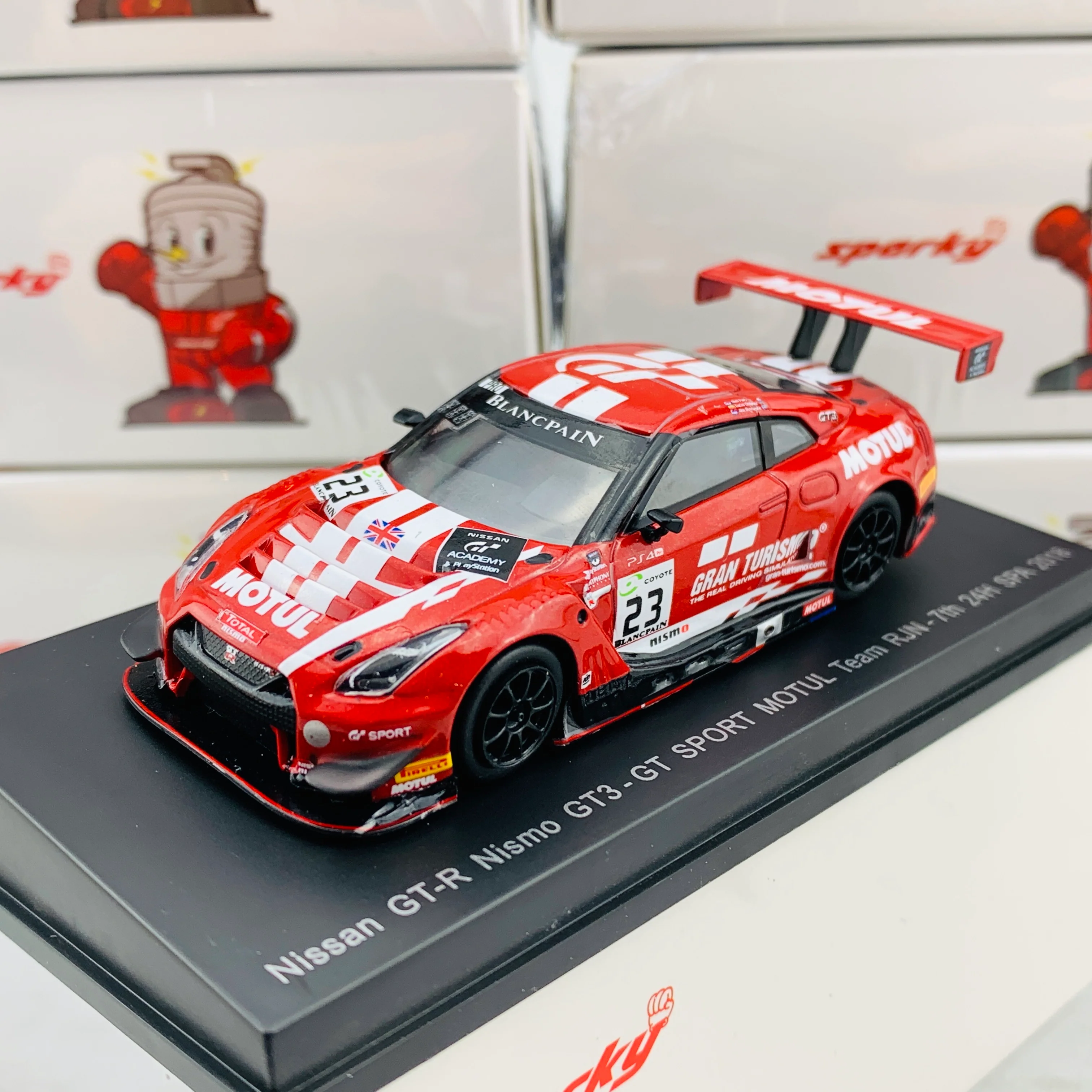 Sparky 1/64 NISSAN GTR NISMO GT3 NO.23 GT SPORT MOTUL TEAM RJN 7TH 24H SPA 2018 M. PARRY - A. BUNCOMBE - L. ORDONEZ Y128 - Image 2