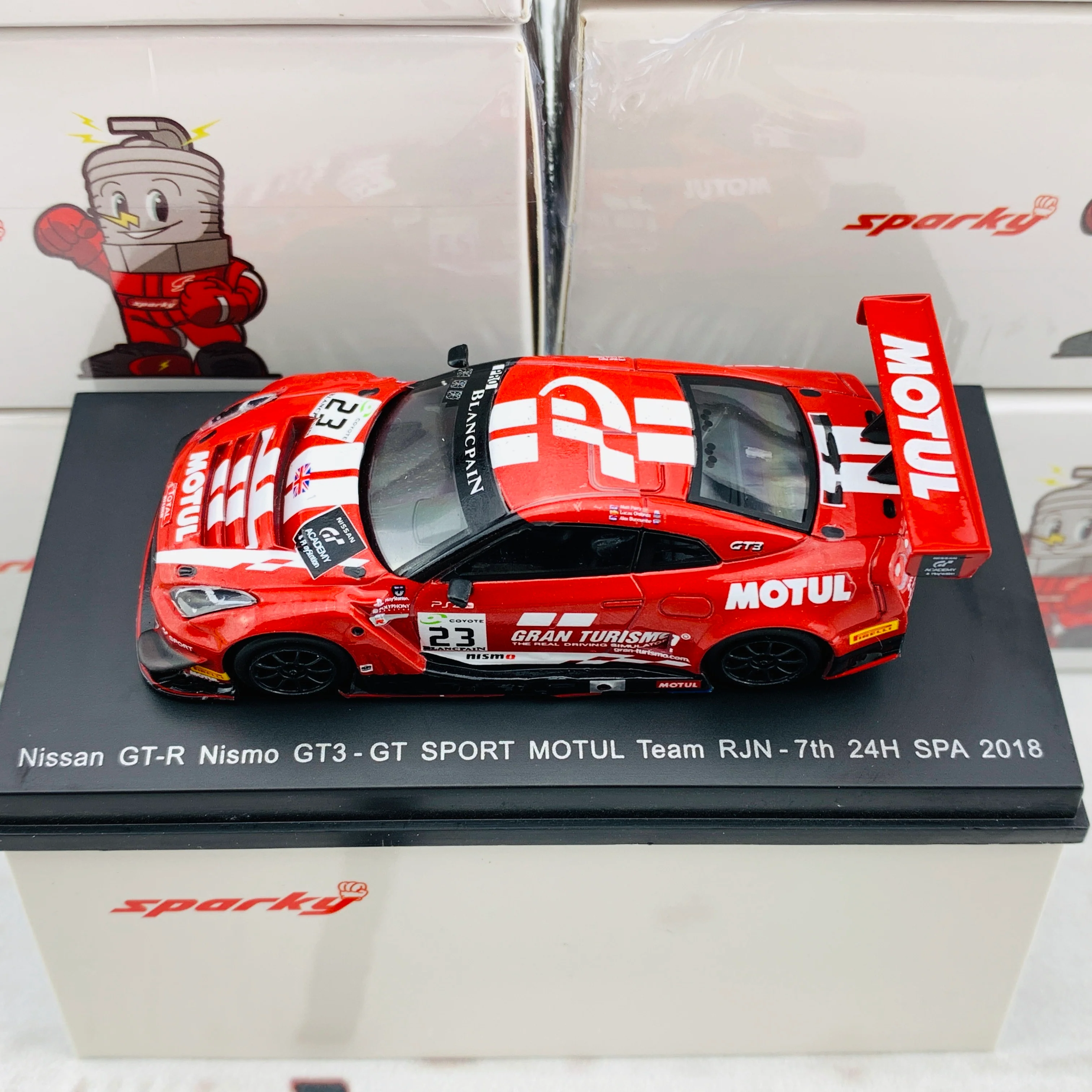Sparky 1/64 NISSAN GTR NISMO GT3 NO.23 GT SPORT MOTUL TEAM RJN 7TH 24H SPA 2018 M. PARRY - A. BUNCOMBE - L. ORDONEZ Y128 - Image 3