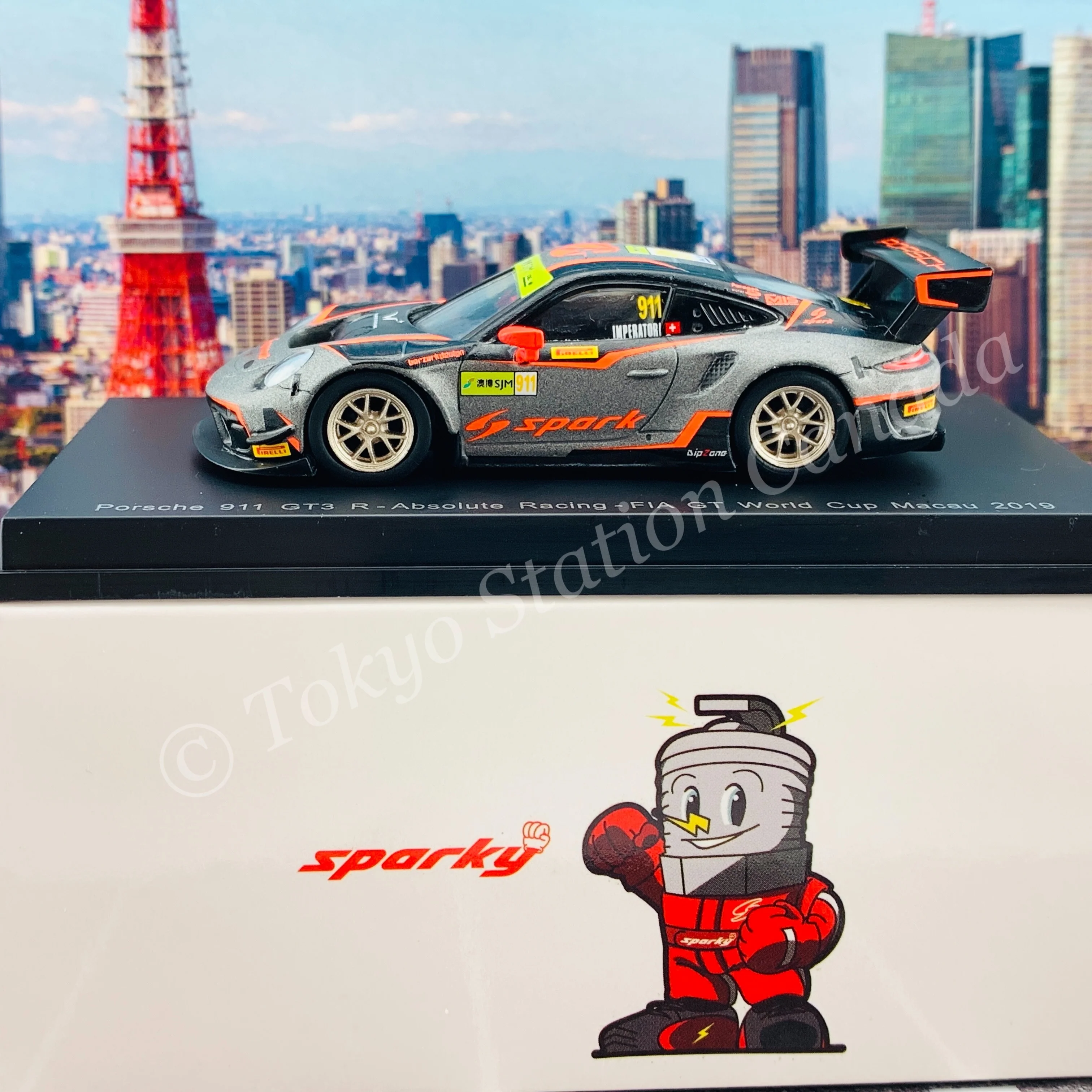 Sparky 1/64 PORSCHE 911 GT3 R NO.911 ABSOLUTE RACING FIA GT WORLD CUP MACAU 2019 ALEXANDRE IMPERATORI Y172 - Image 2