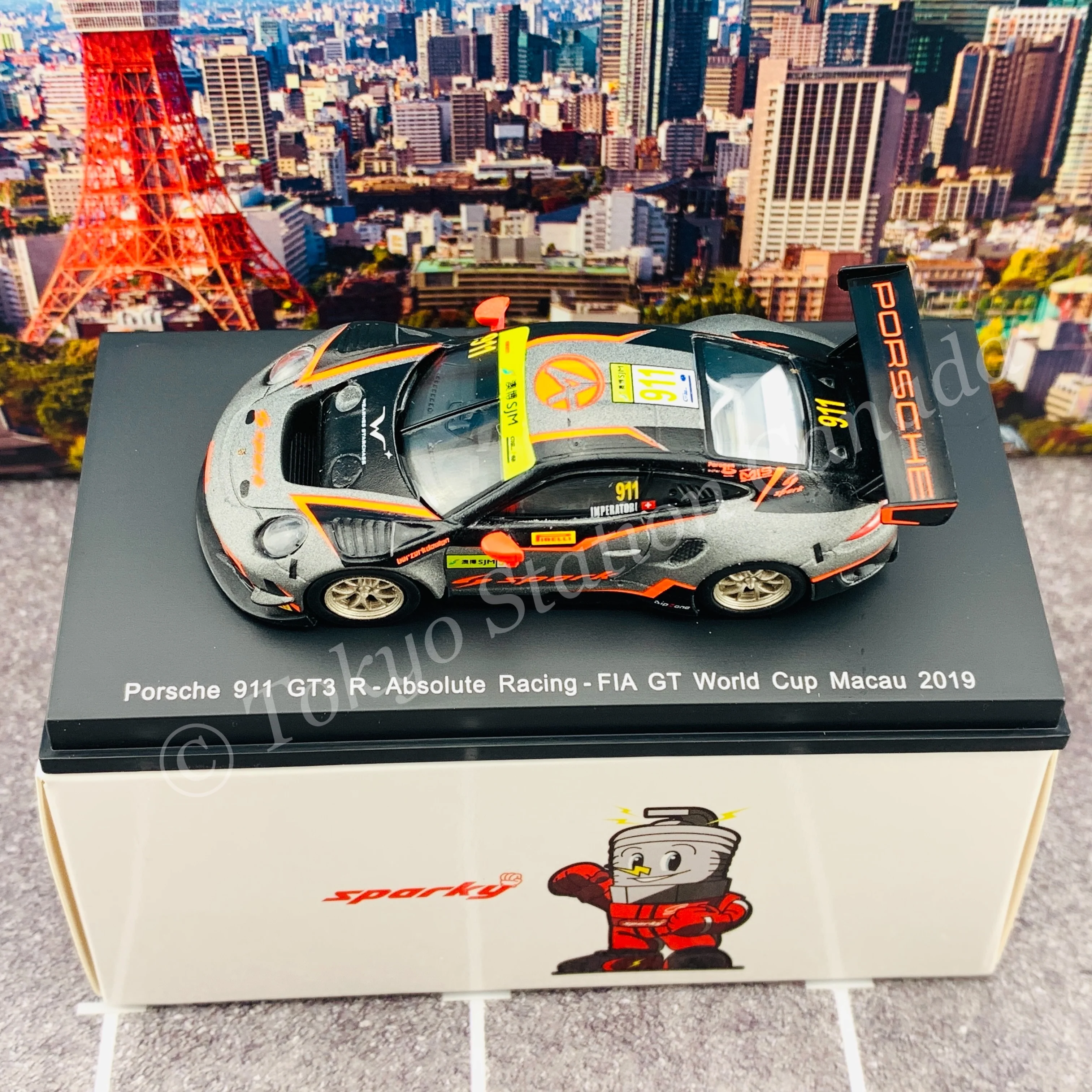 Sparky 1/64 PORSCHE 911 GT3 R NO.911 ABSOLUTE RACING FIA GT WORLD CUP MACAU 2019 ALEXANDRE IMPERATORI Y172 - Image 3
