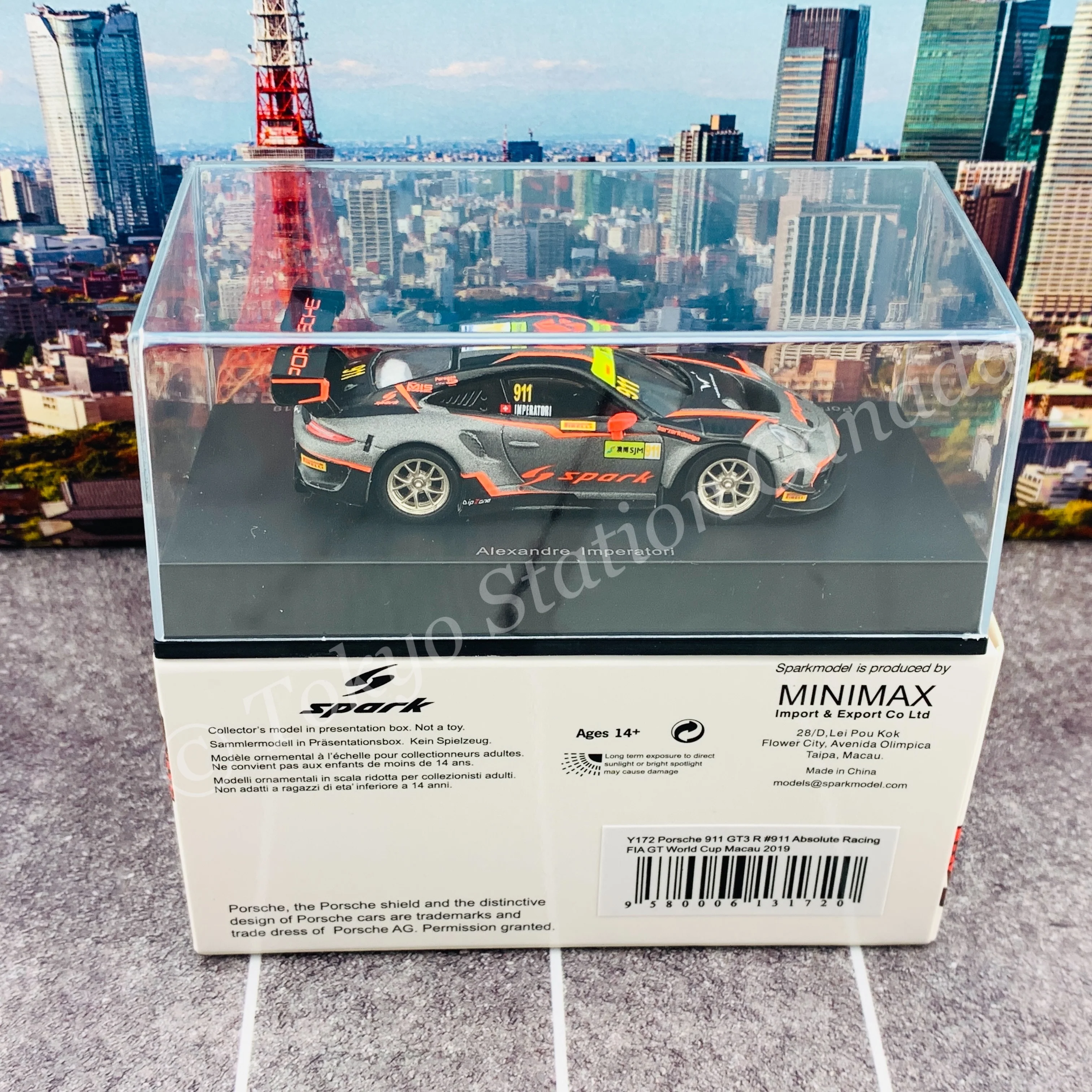 Sparky 1/64 PORSCHE 911 GT3 R NO.911 ABSOLUTE RACING FIA GT WORLD CUP MACAU 2019 ALEXANDRE IMPERATORI Y172 - Image 6