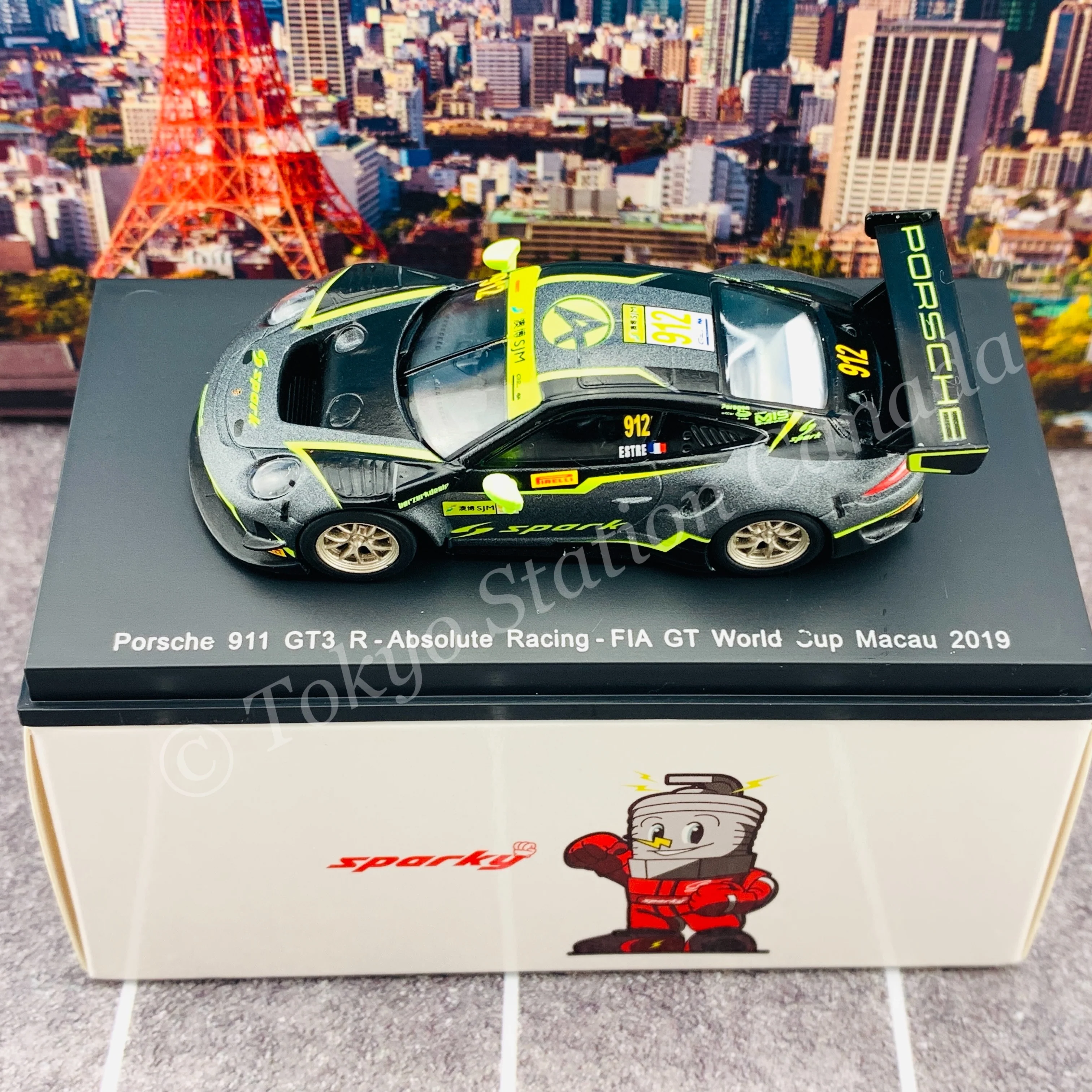 Sparky 1/64 PORSCHE 911 GT3 R NO.912 ABSOLUTE RACING FIA GT WORLD CUP MACAU 2019 KÉVIN ESTRE Y171 - Image 4