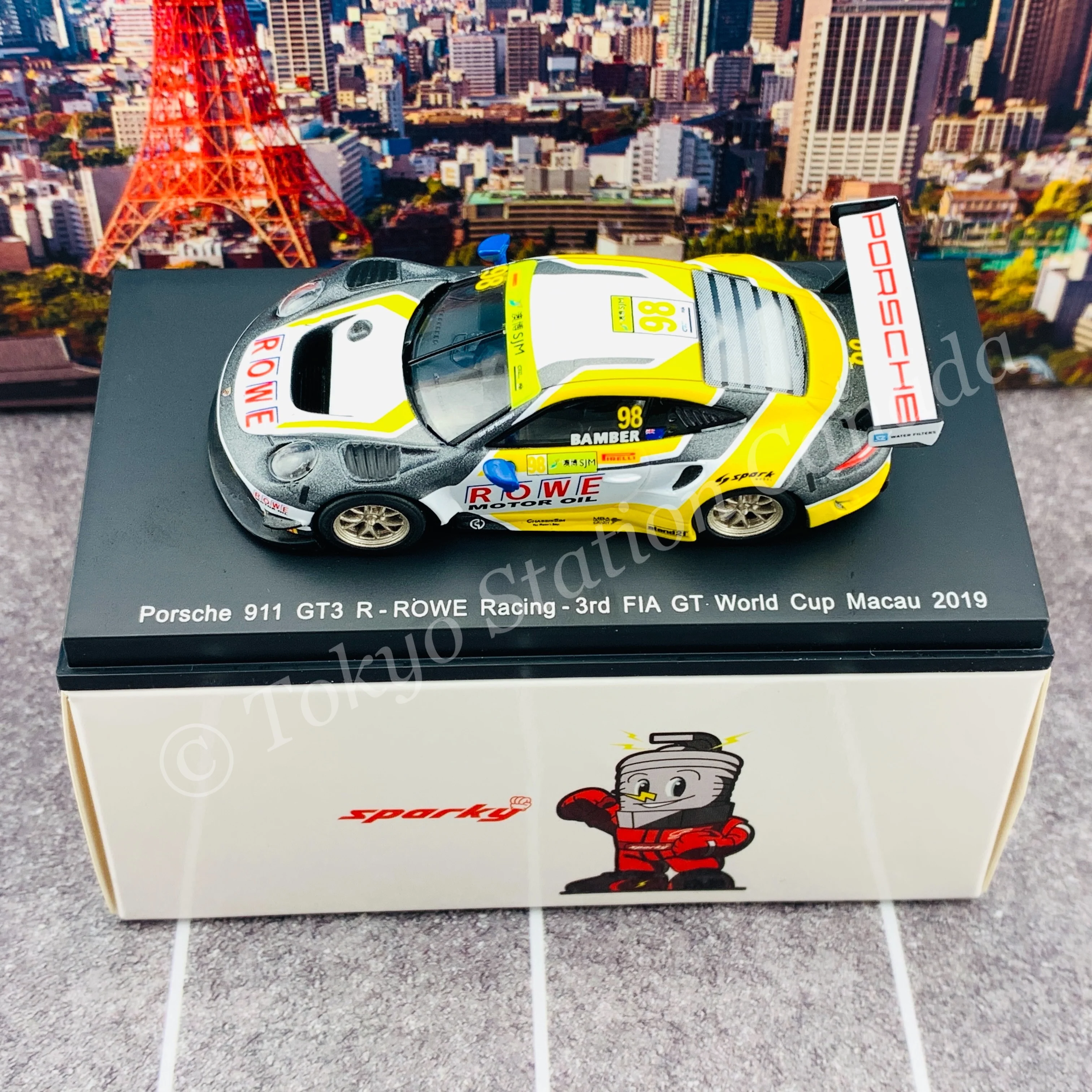Sparky 1/64 PORSCHE 911 GT3 R NO.98 ROWE RACING 3RD FIA GT WORLD CUP MACAU 2019 EARL BAMBER Y167 - Image 3