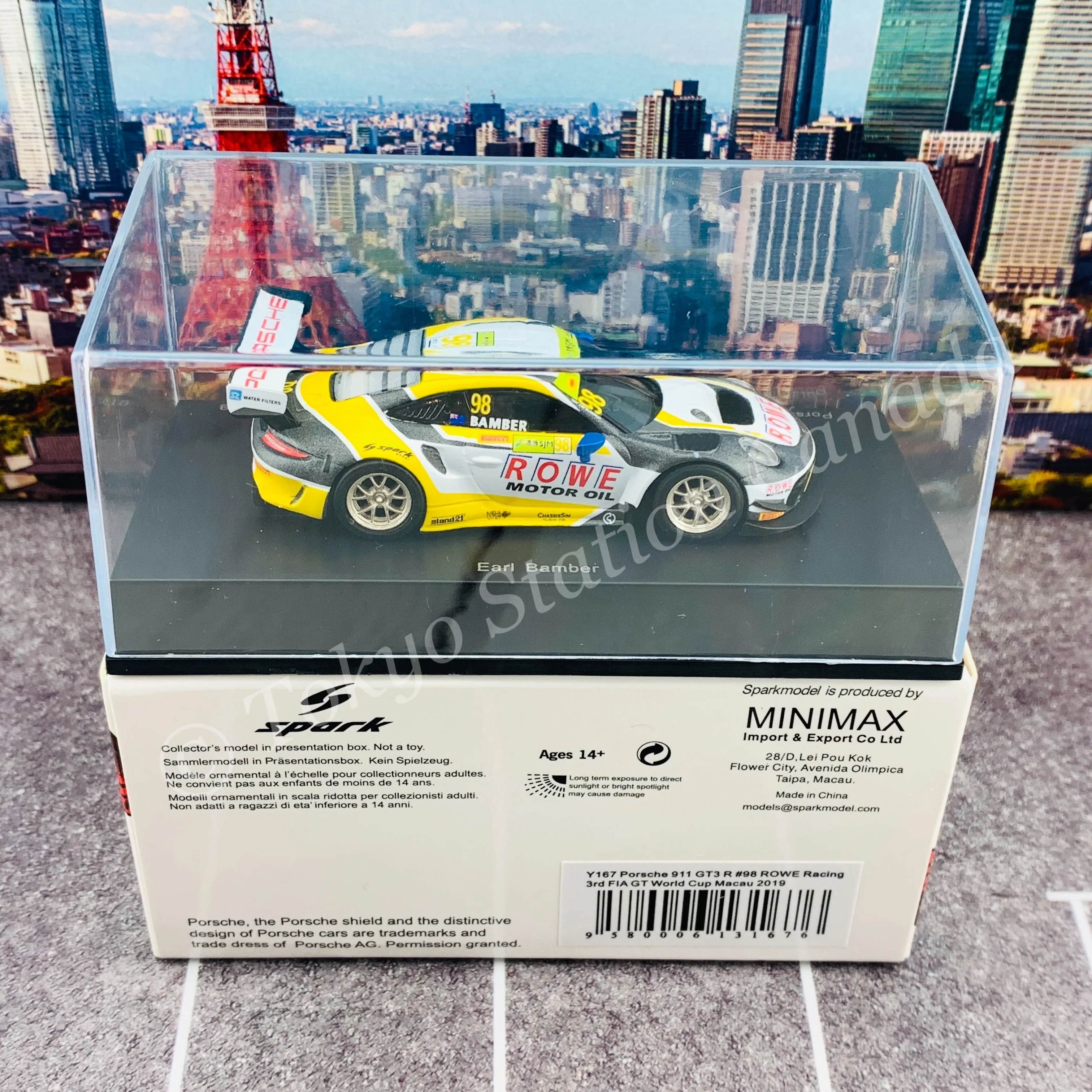 Sparky 1/64 PORSCHE 911 GT3 R NO.98 ROWE RACING 3RD FIA GT WORLD CUP MACAU 2019 EARL BAMBER Y167 - Image 5