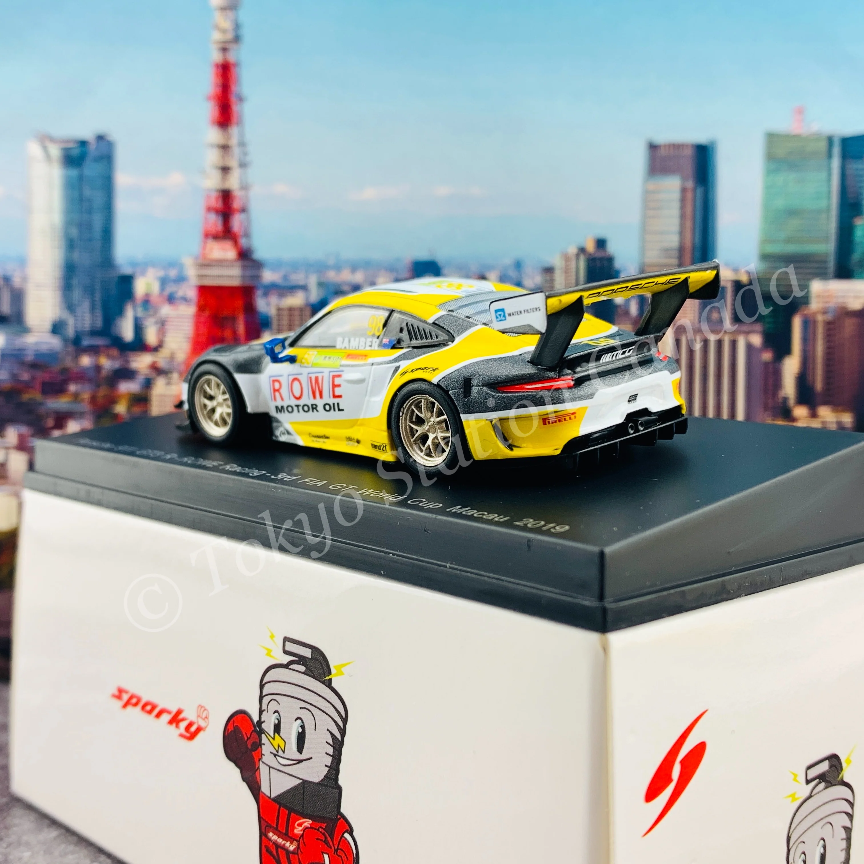 Sparky 1/64 PORSCHE 911 GT3 R NO.98 ROWE RACING 3RD FIA GT WORLD CUP MACAU 2019 EARL BAMBER Y167 - Image 6
