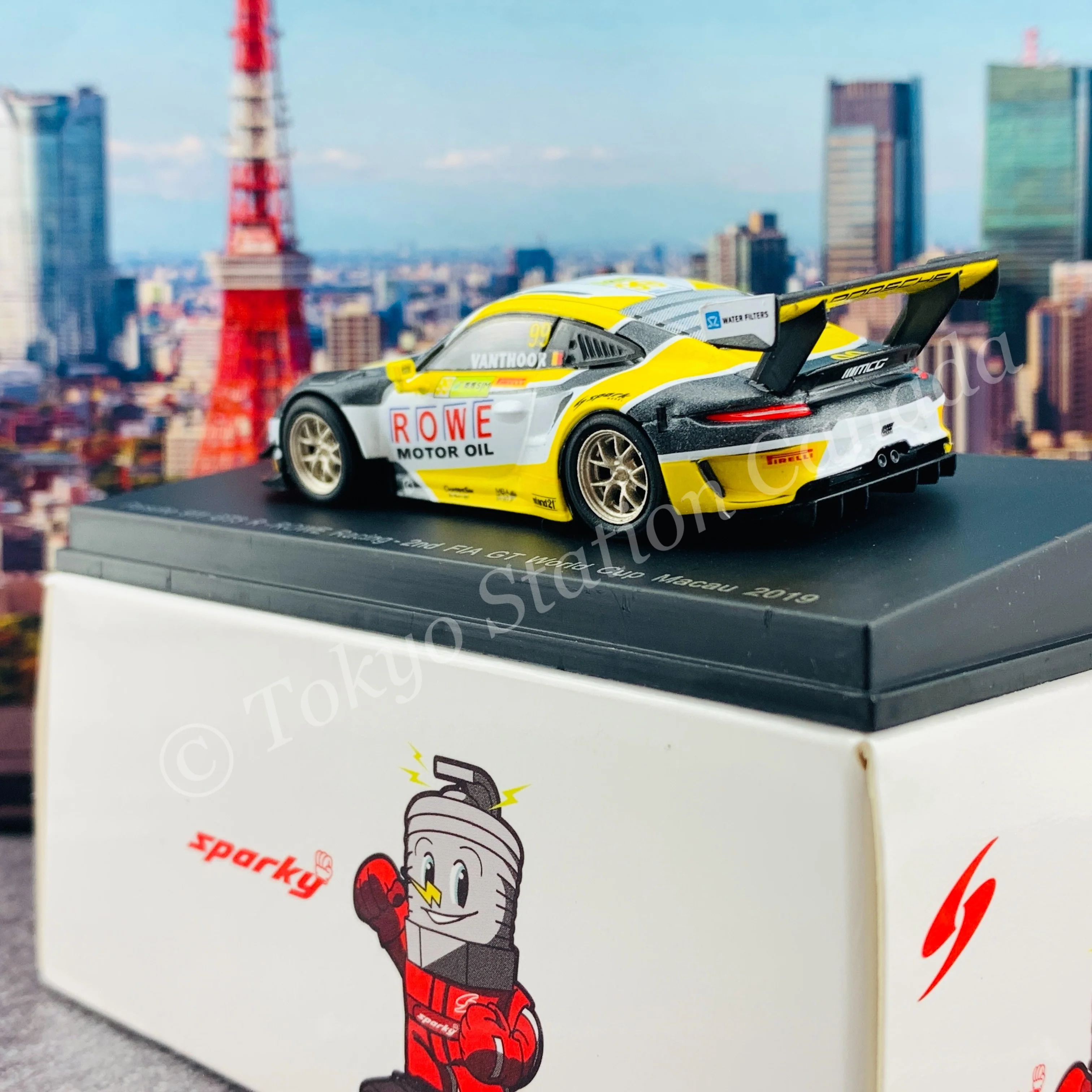 Sparky 1/64 PORSCHE 911 GT3 R NO.99 ROWE RACING 2ND FIA GT WORLD CUP MACAU 2019 LAURENS VANTHOOR Y166 - Image 4