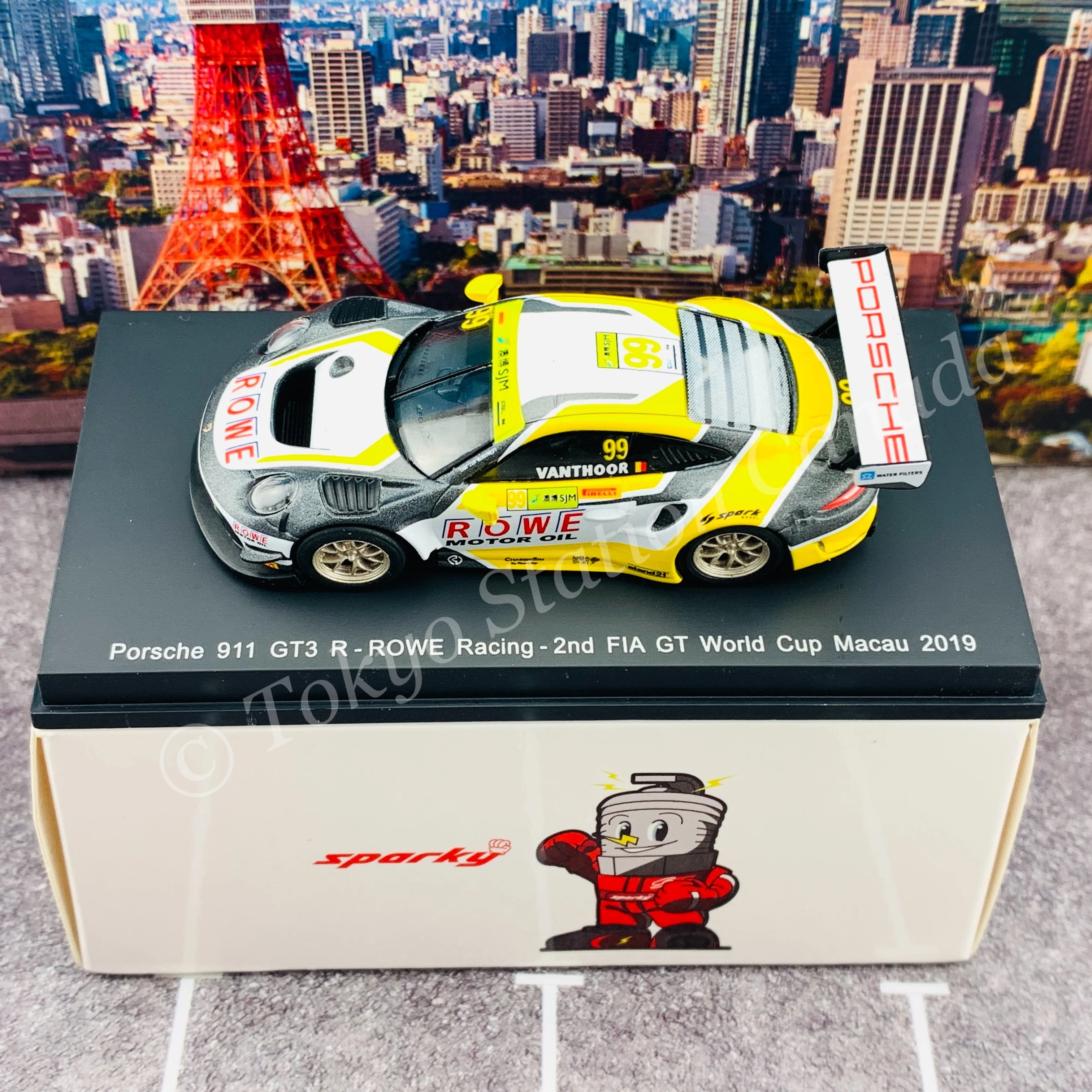 Sparky 1/64 PORSCHE 911 GT3 R NO.99 ROWE RACING 2ND FIA GT WORLD CUP MACAU 2019 LAURENS VANTHOOR Y166 - Image 5
