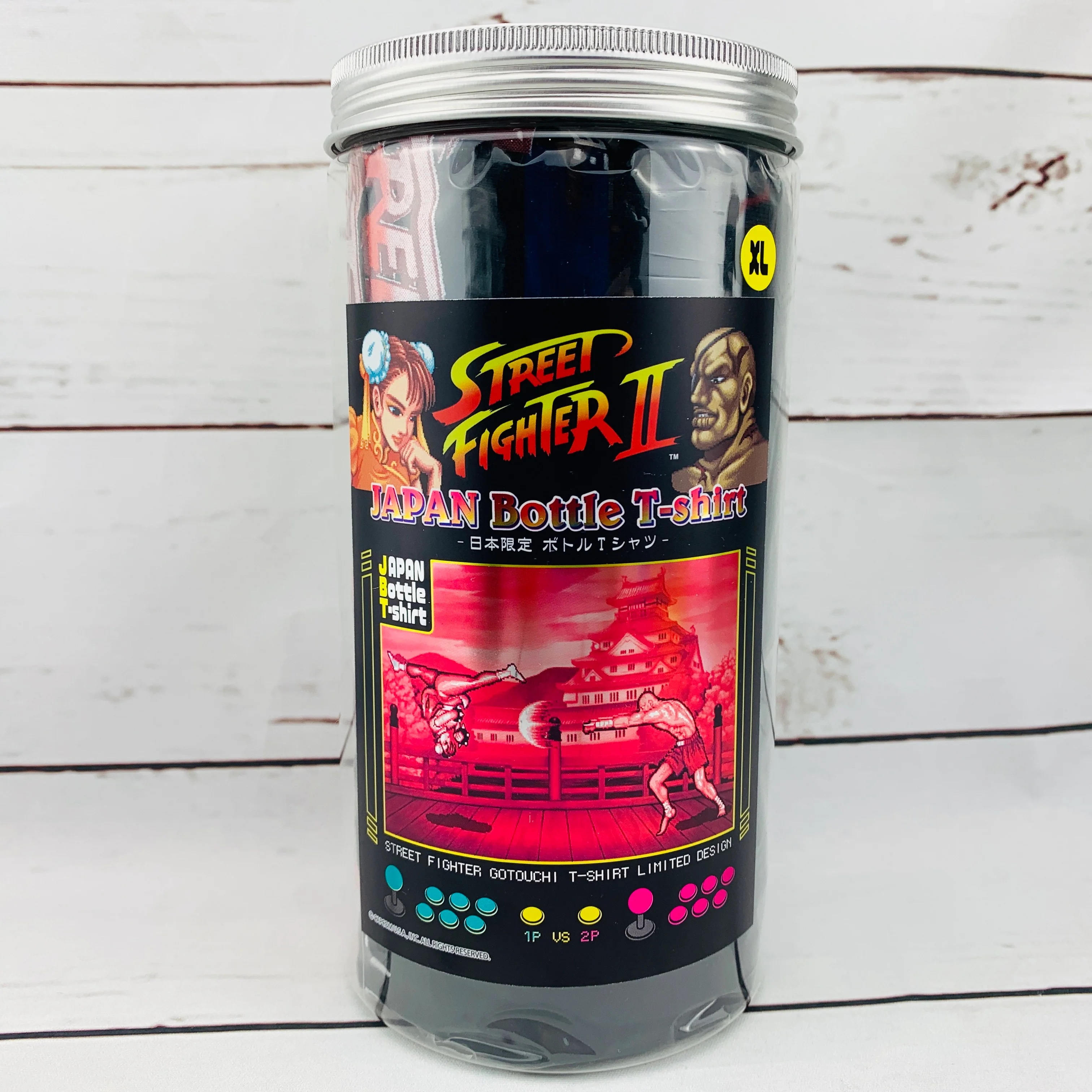 STREET FIGHTER II Japan Bottle T-Shirt (Size XL) Chun-Li vs Sagat (Black) 日本限定 Japan Only BT-03BBXL - Image 2