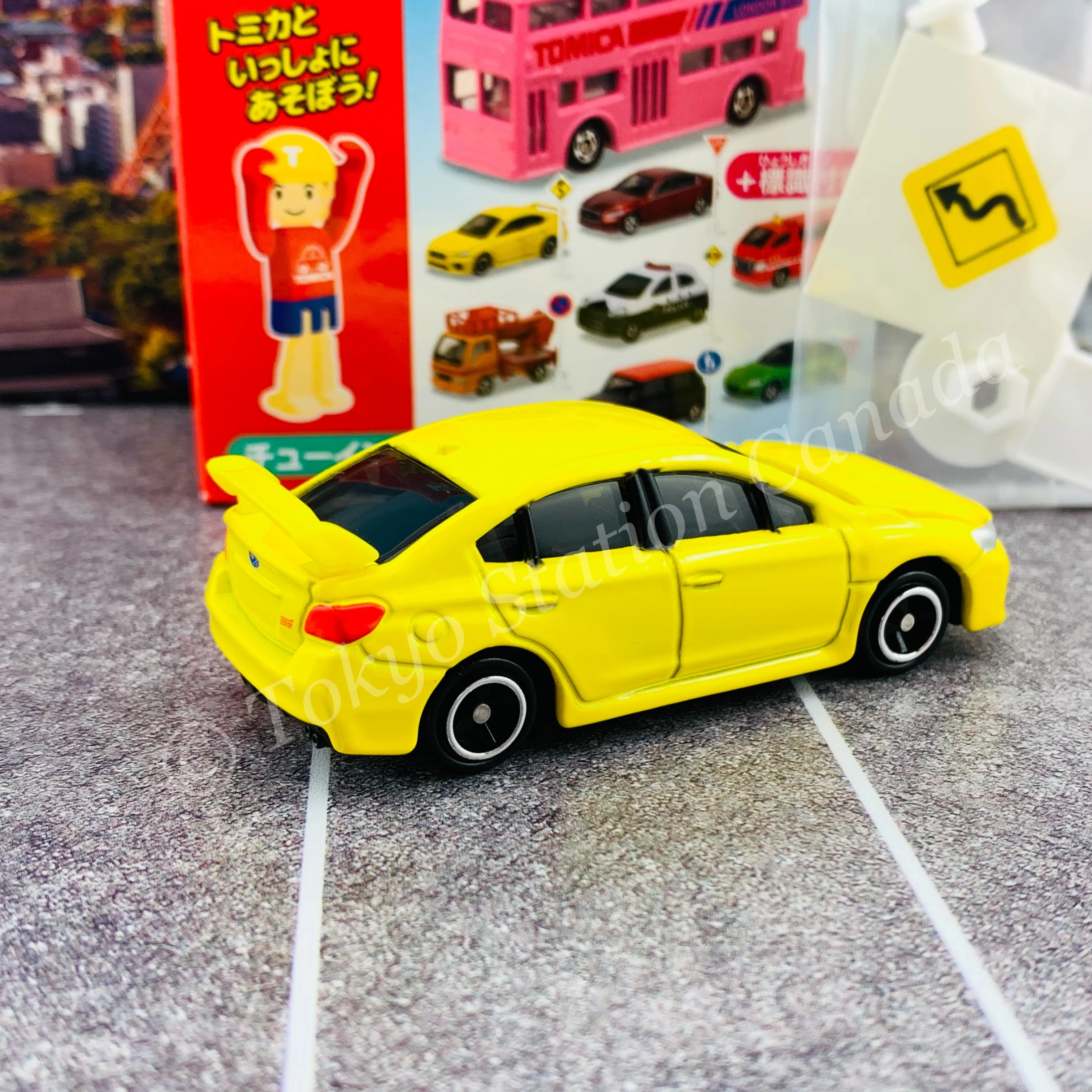 TAKARA TOMY A.R.T.S TOMICA Sign Set #2 - SUBARU WRX STI Type S with a road sign stand - Image 3