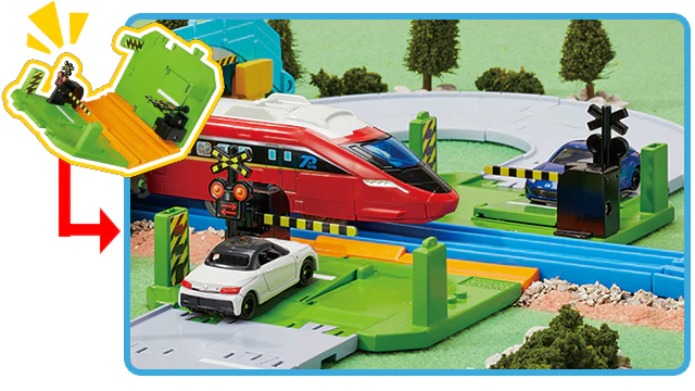 TAKARA TOMY Tomica World Tomica Town Railroad Crossing, Overpass, Intersection Road Set 4904810209577 - Image 4