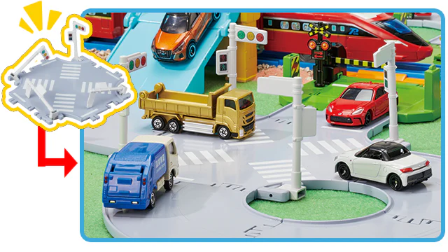 TAKARA TOMY Tomica World Tomica Town Railroad Crossing, Overpass, Intersection Road Set 4904810209577 - Image 6