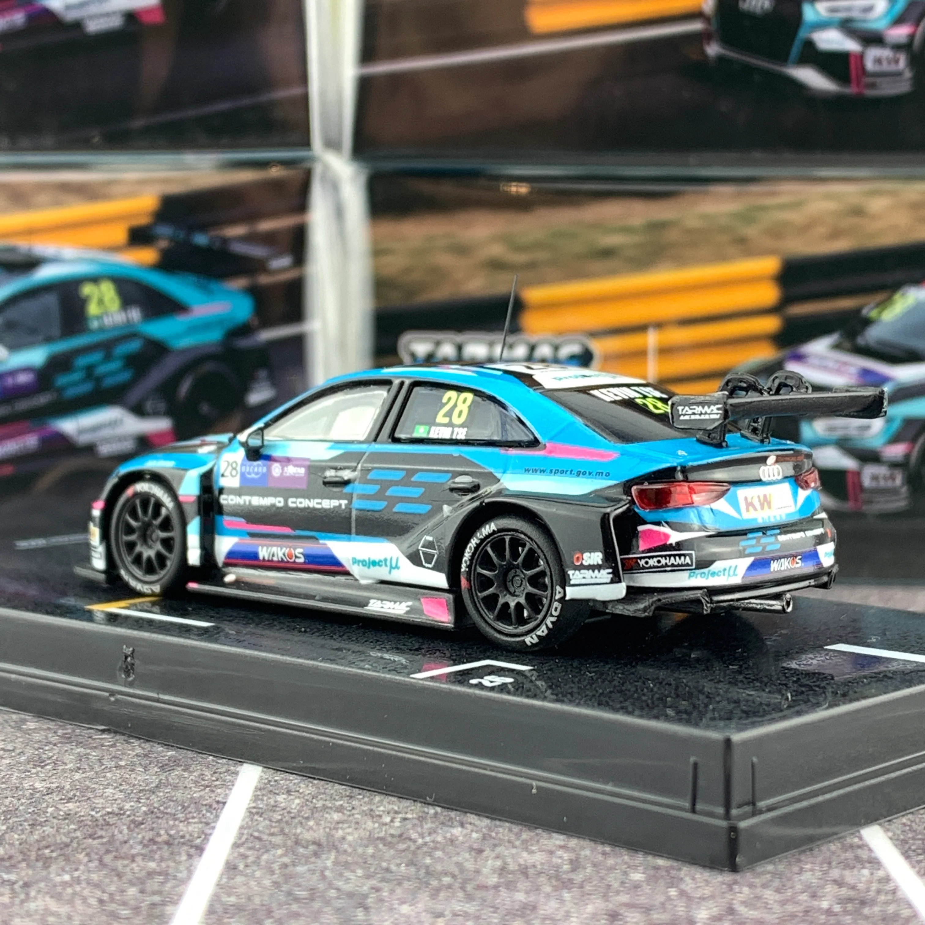 Tarmac Works 1/64 Audi RS3 LMS WTCR Race of Macau 2018 Kevin Tse T64-0013-18WTCR28 - Image 4