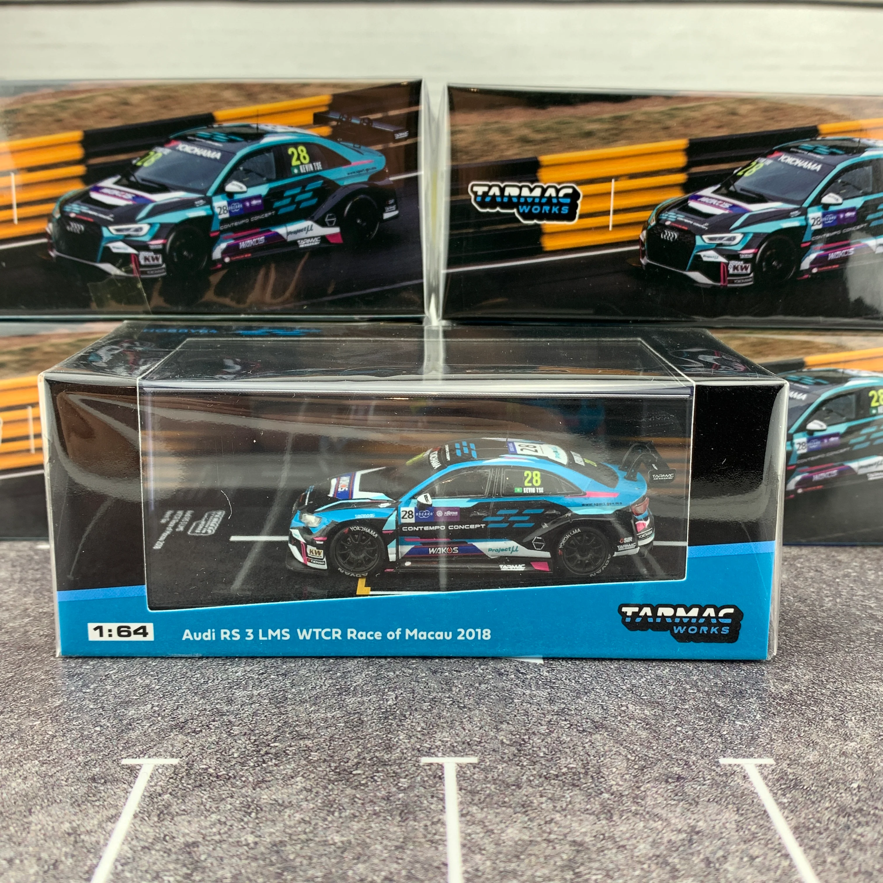 Tarmac Works 1/64 Audi RS3 LMS WTCR Race of Macau 2018 Kevin Tse T64-0013-18WTCR28 - Image 7