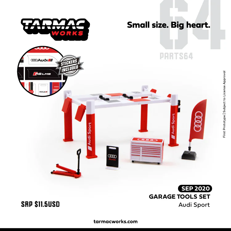 Tarmac Works 1/64 Garage Tools Set Audi Sport - Stickers Included T64A-001-AS - Image 2